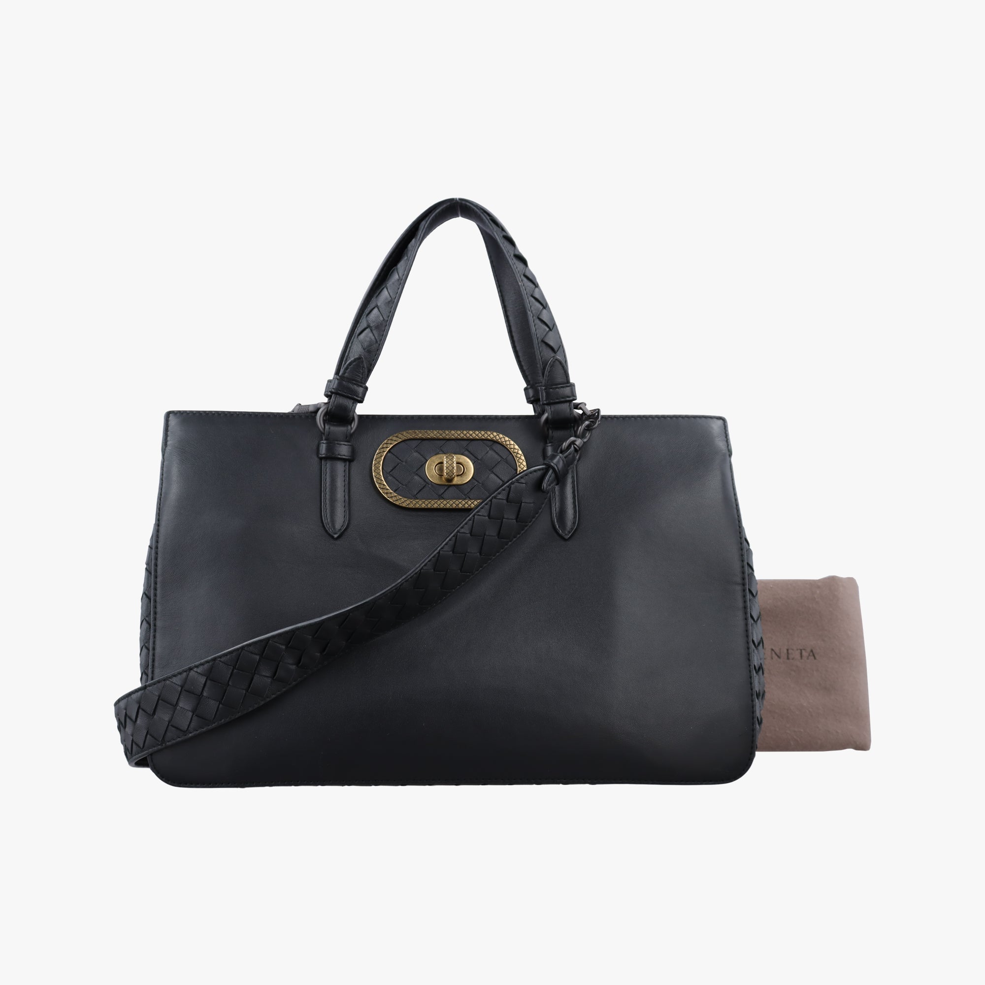 Intrecciato Ellitica Black lambskin B07742078Kイントレチャート エリティカ ブラック ラムスキン B07742078K