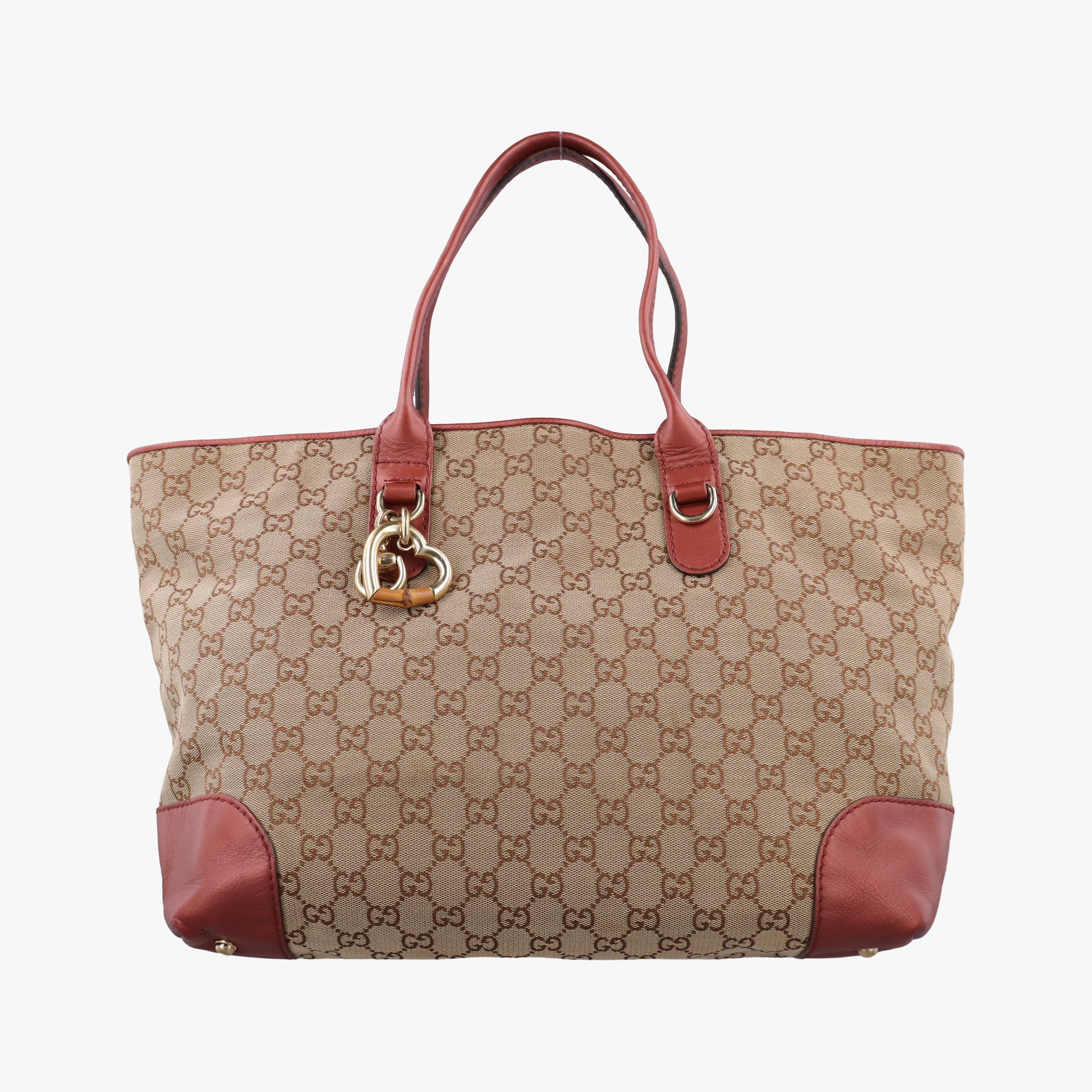 Heart Bit charm Brown×Red canvas×Leather 269956 G013661499ハートビット チャーム ブラウン×レッド キャンバス×レザー 269956 G013661499