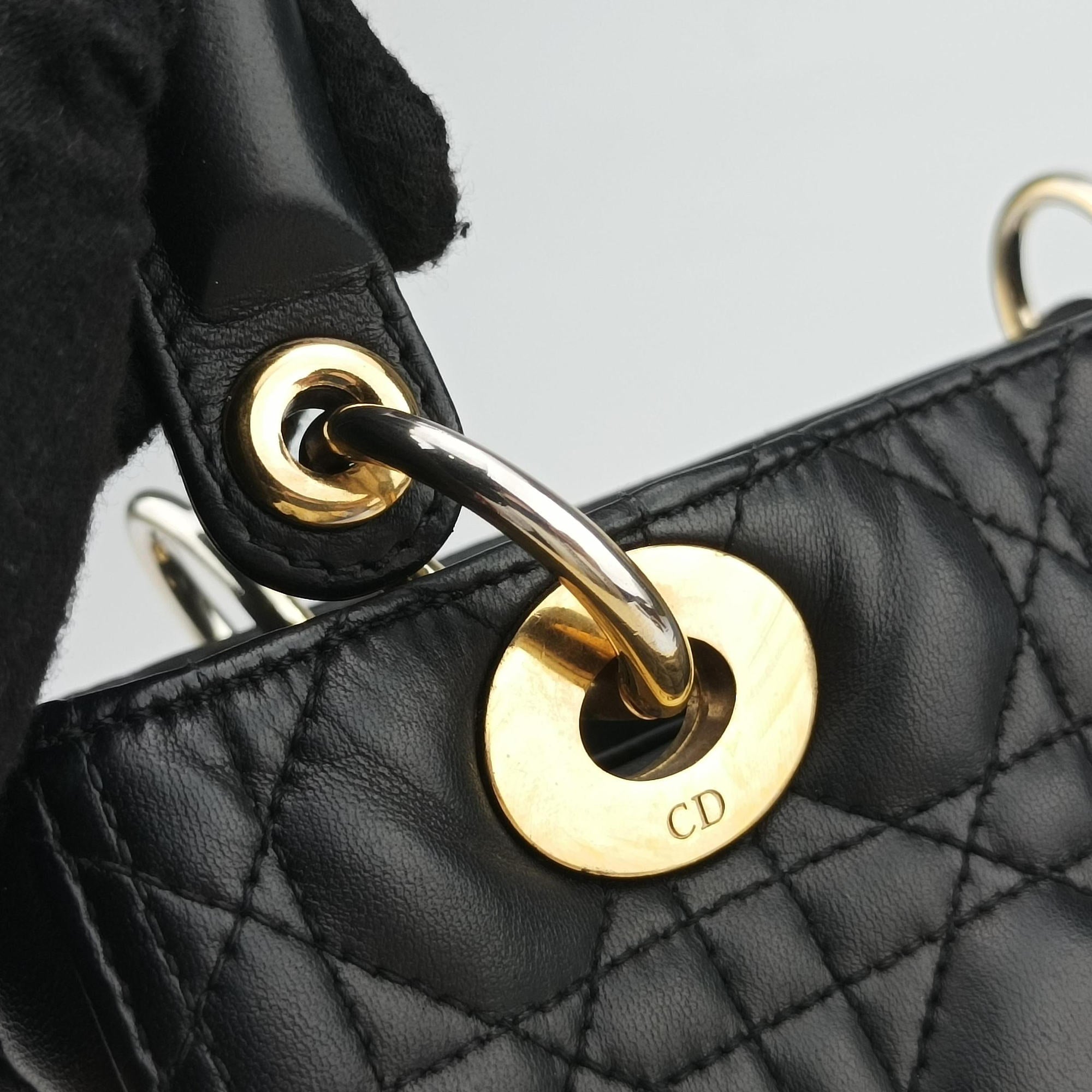 Lady Dior Black lambskin 02-MA-1114レディディオール ブラック ラムスキン 02-MA-1114