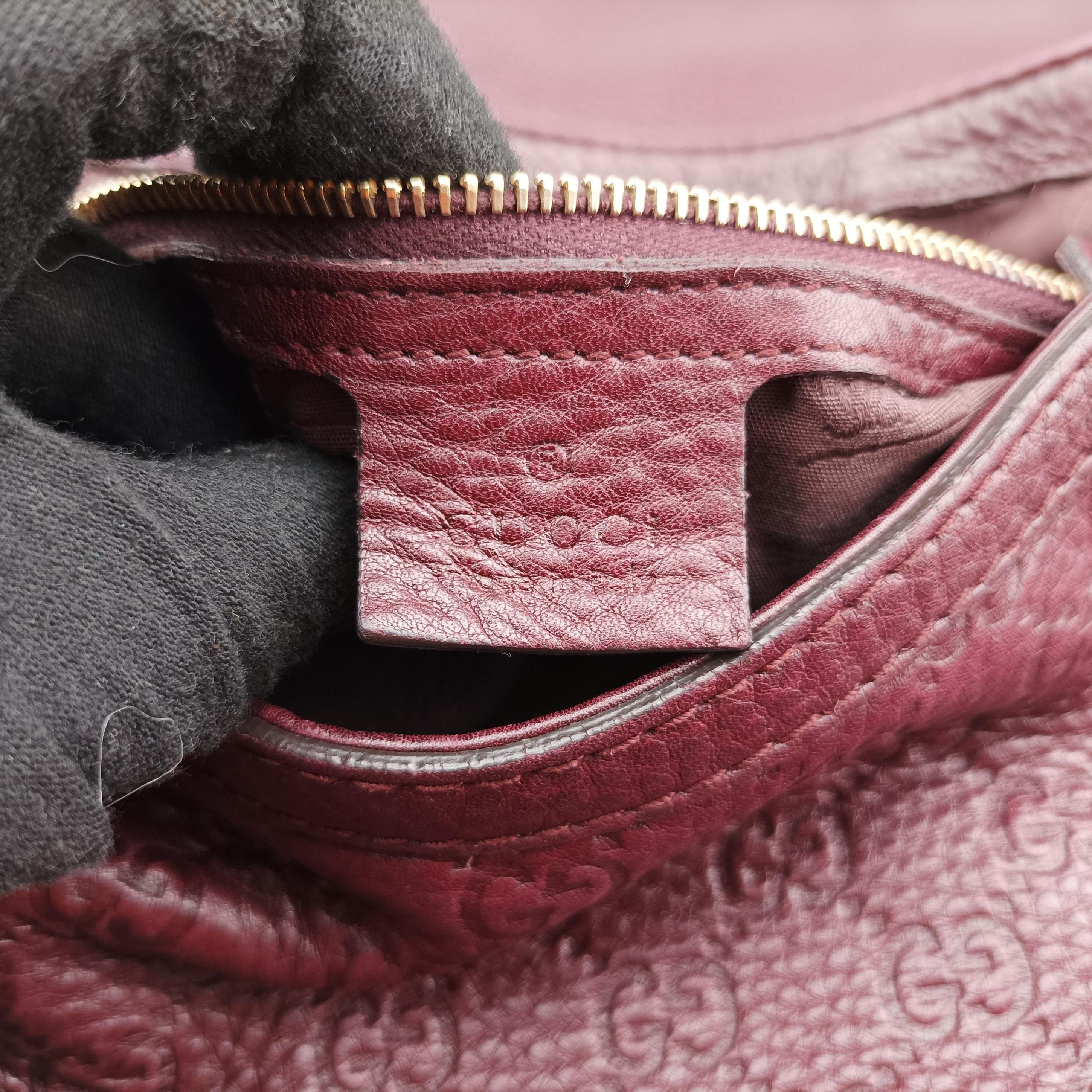 Guccissima Large Techno Horsebit Hobo Burgundy Leather 240236 C6909410グッチシマ ラージ テクノホースビット ホーボー ワインレッド レザー 240236 C6909410