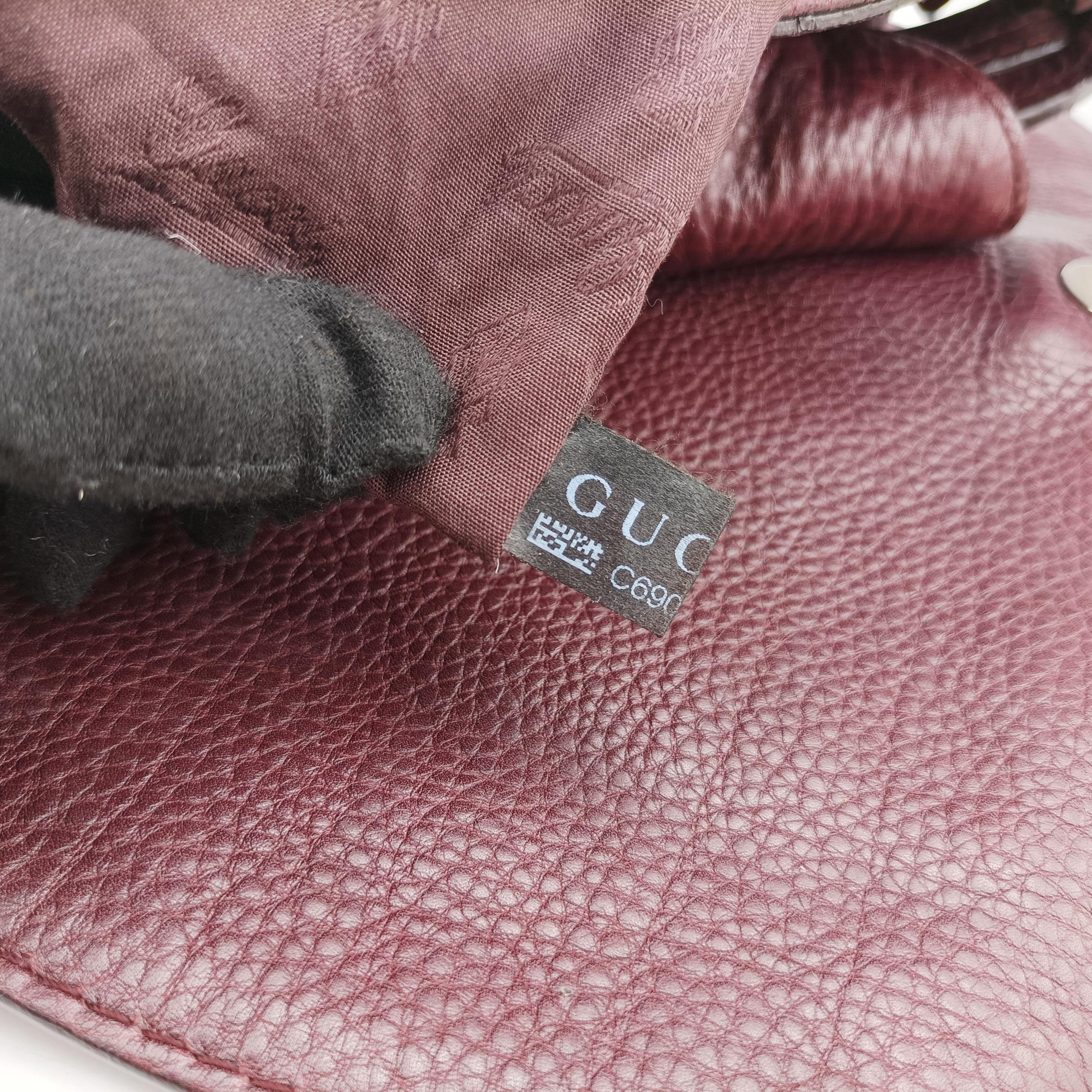 Guccissima Large Techno Horsebit Hobo Burgundy Leather 240236 C6909410グッチシマ ラージ テクノホースビット ホーボー ワインレッド レザー 240236 C6909410