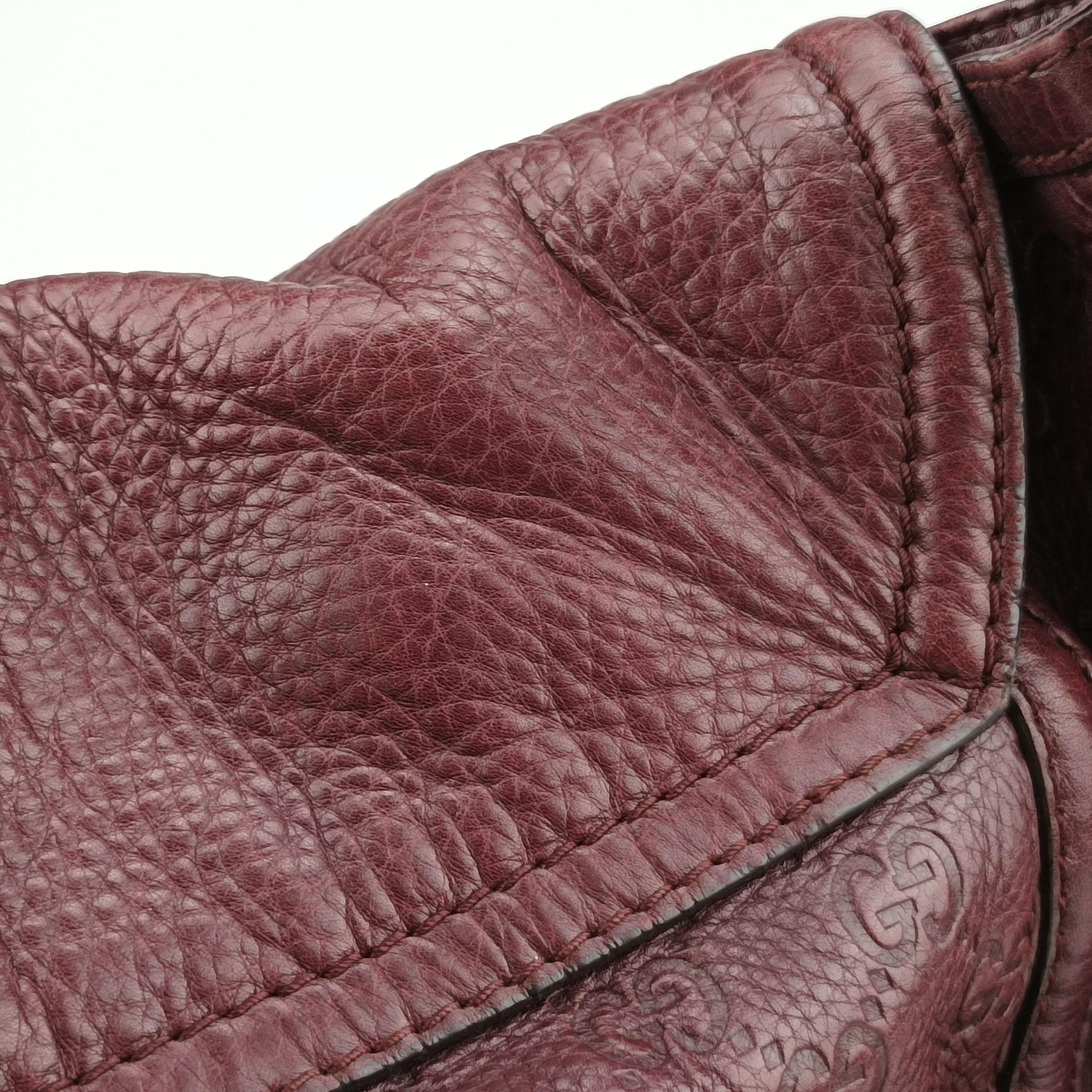 Guccissima Large Techno Horsebit Hobo Burgundy Leather 240236 C6909410グッチシマ ラージ テクノホースビット ホーボー ワインレッド レザー 240236 C6909410