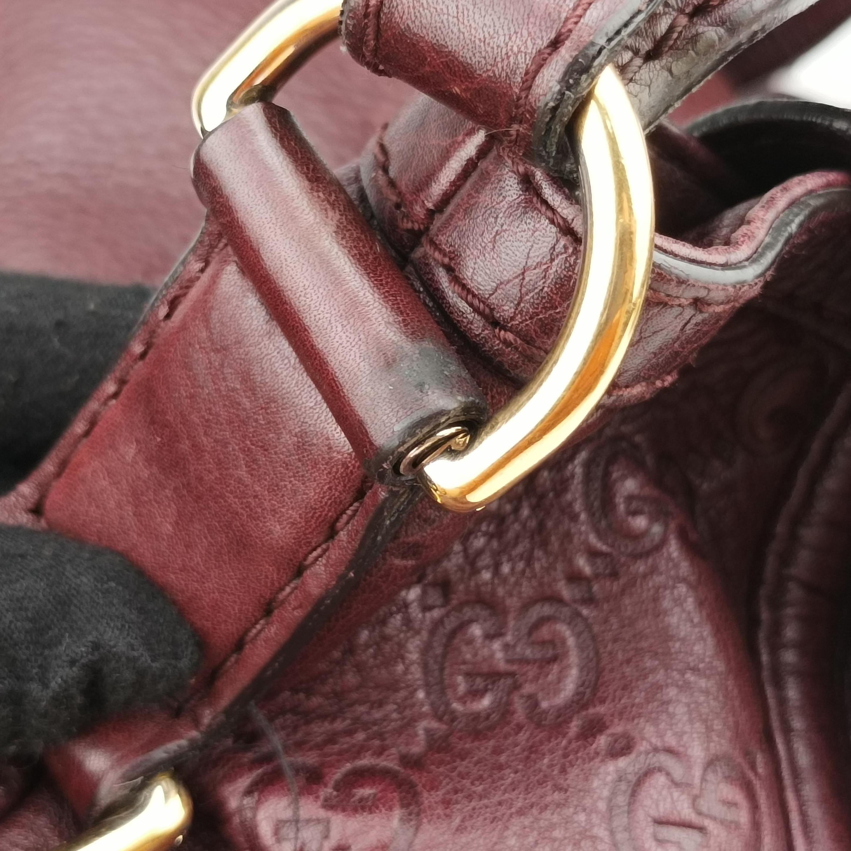 Guccissima Large Techno Horsebit Hobo Burgundy Leather 240236 C6909410グッチシマ ラージ テクノホースビット ホーボー ワインレッド レザー 240236 C6909410