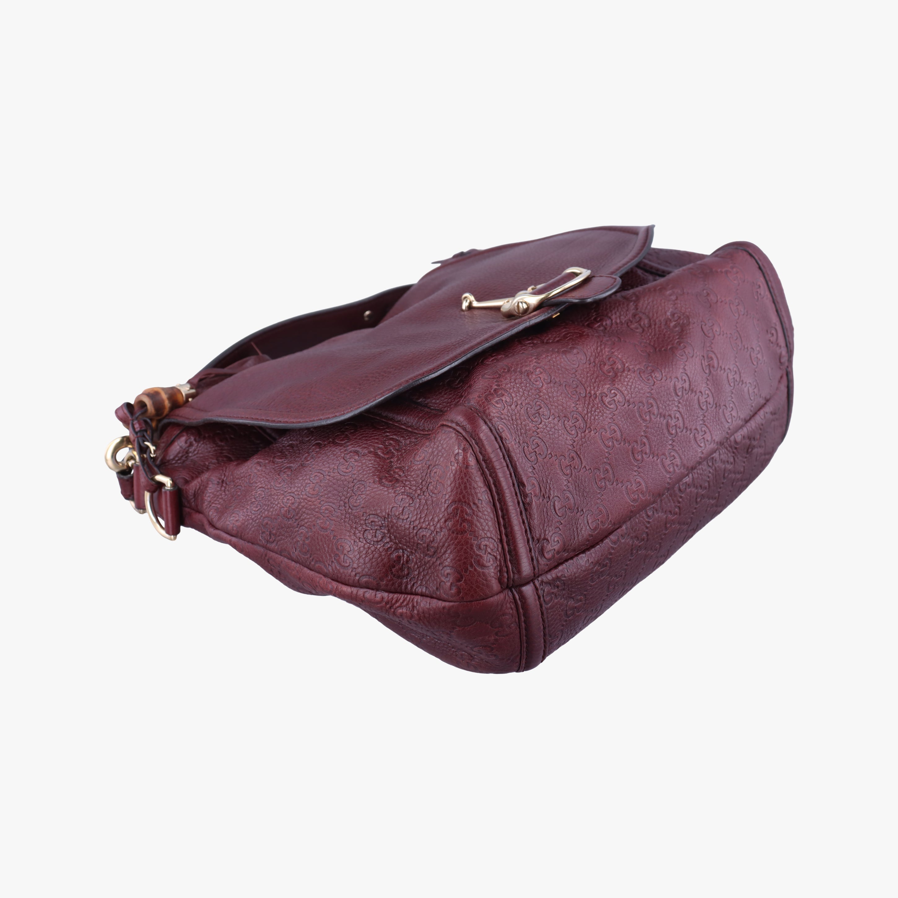 Guccissima Large Techno Horsebit Hobo Burgundy Leather 240236 C6909410グッチシマ ラージ テクノホースビット ホーボー ワインレッド レザー 240236 C6909410