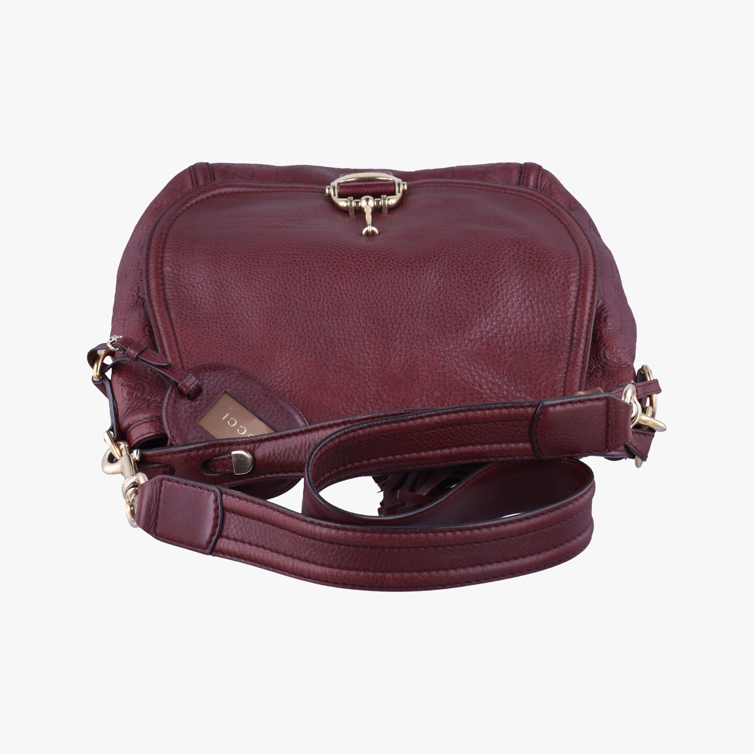 Guccissima Large Techno Horsebit Hobo Burgundy Leather 240236 C6909410グッチシマ ラージ テクノホースビット ホーボー ワインレッド レザー 240236 C6909410