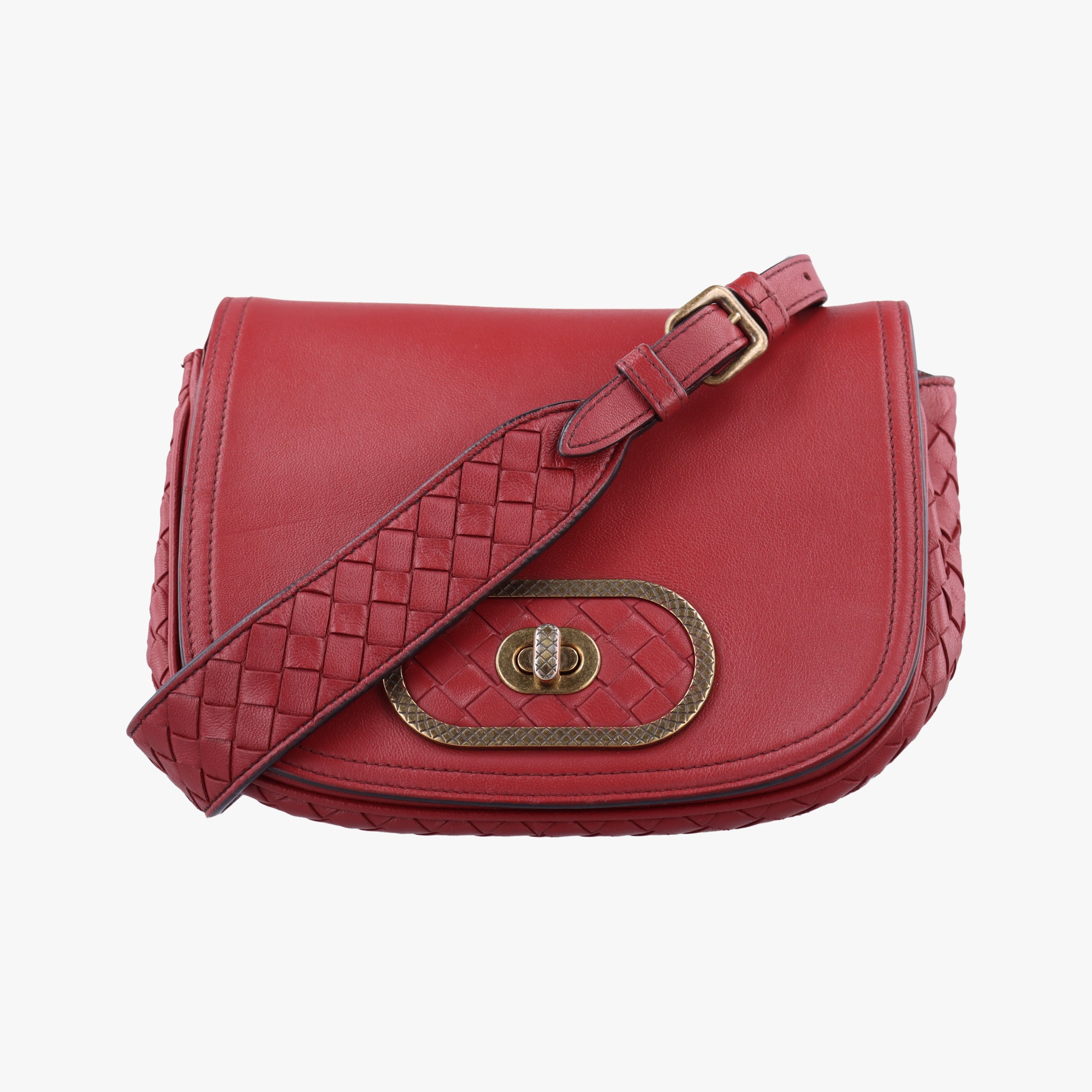 Luna Intrecciato Red lambskin B07655124Aルナ イントレチャート レッド ラムスキン B07655124A