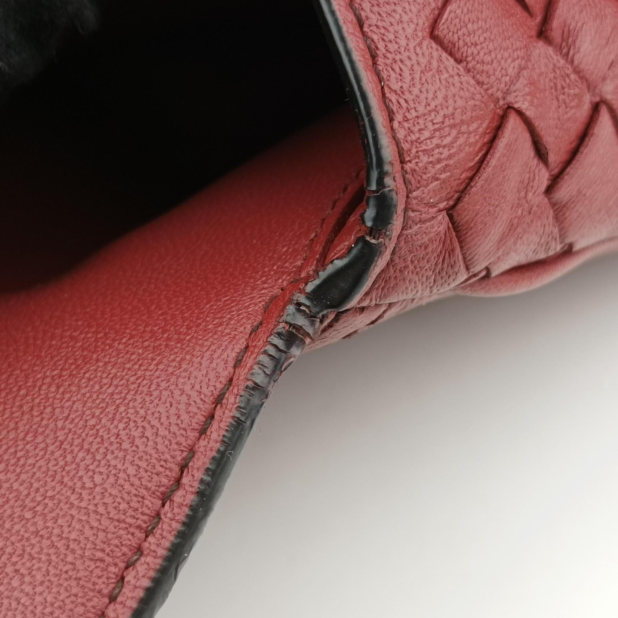 Luna Intrecciato Red lambskin B07655124Aルナ イントレチャート レッド ラムスキン B07655124A