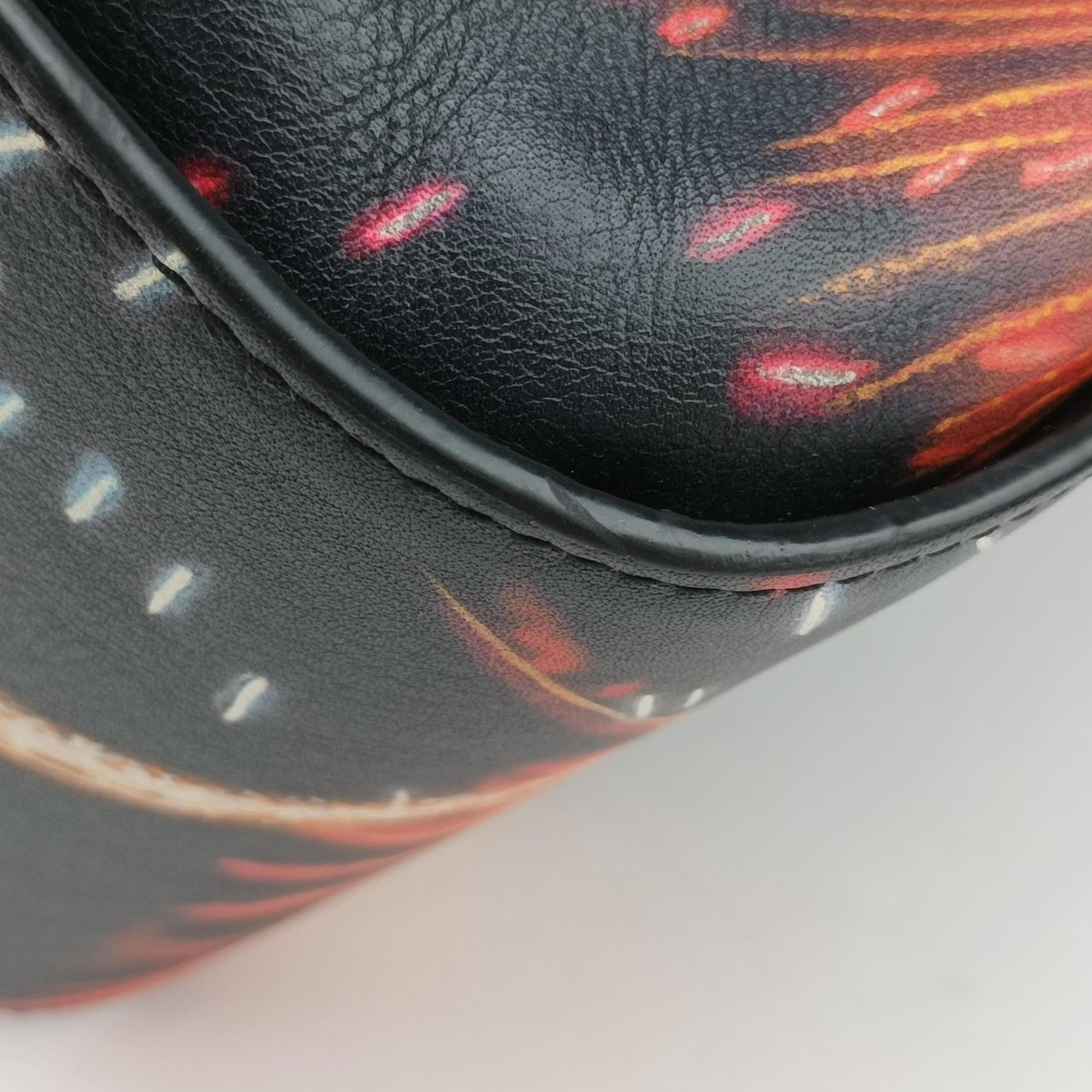 Hammock fireworks print Black×Multicolour Leather 011711ハンモック 花火プリント ブラック×マルチカラー レザー 011711