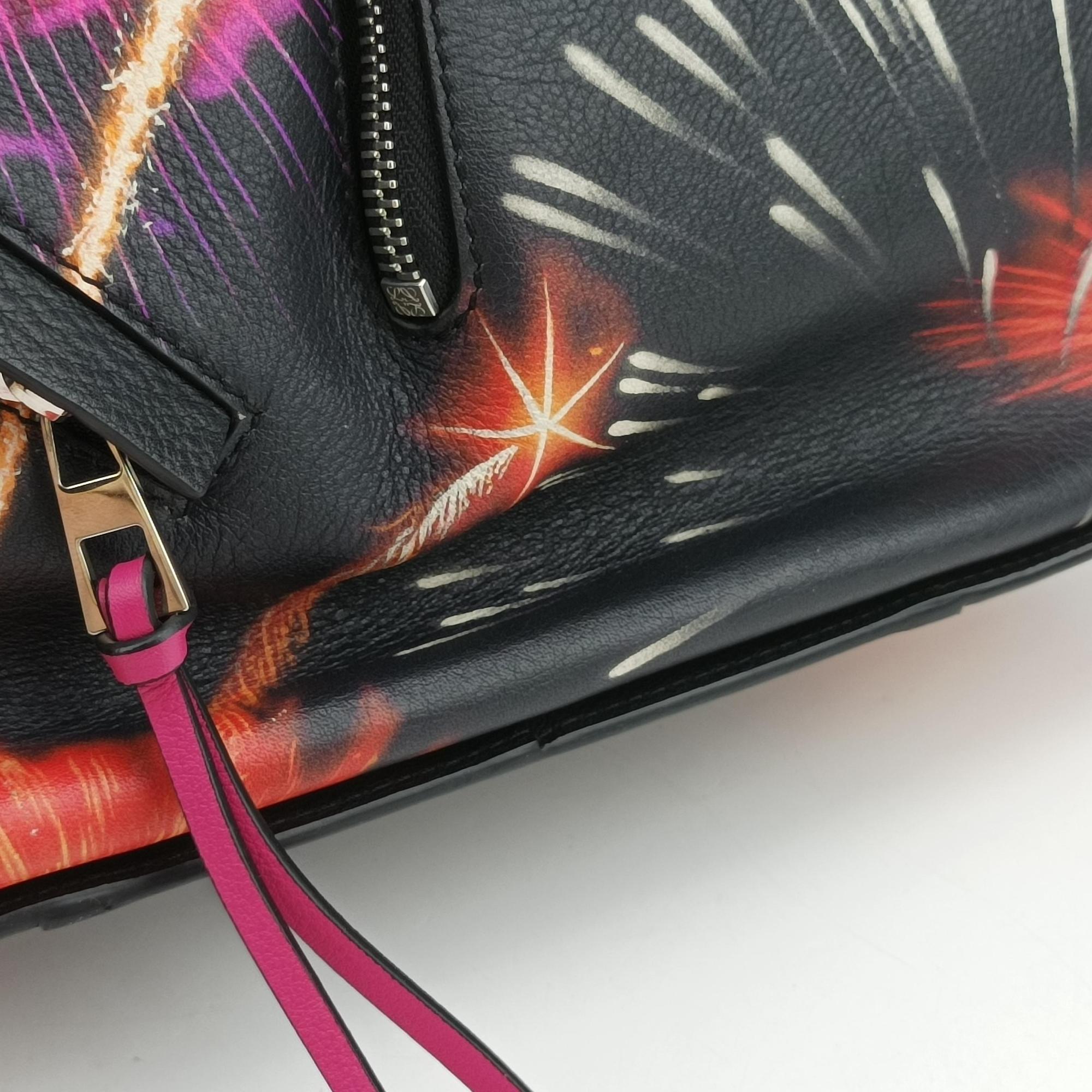 Hammock fireworks print Black×Multicolour Leather 011711ハンモック 花火プリント ブラック×マルチカラー レザー 011711