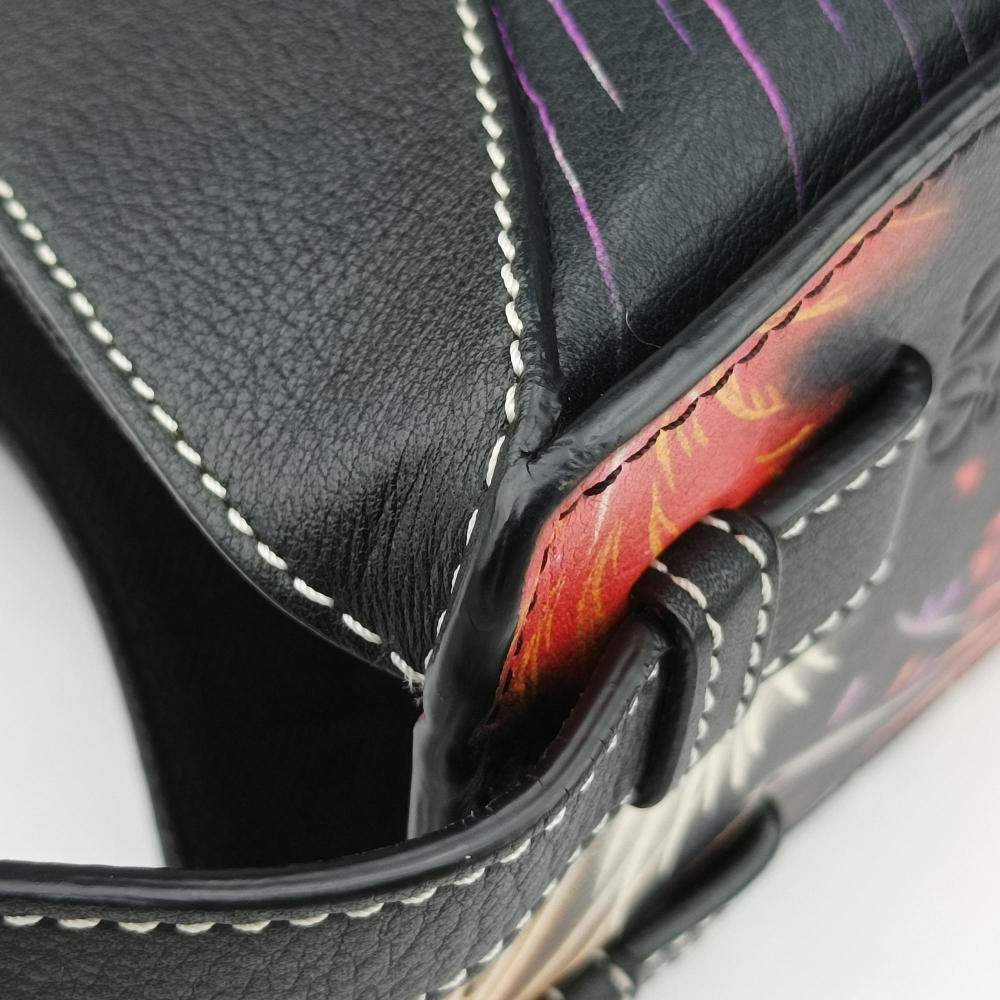 Hammock fireworks print Black×Multicolour Leather 011711ハンモック 花火プリント ブラック×マルチカラー レザー 011711