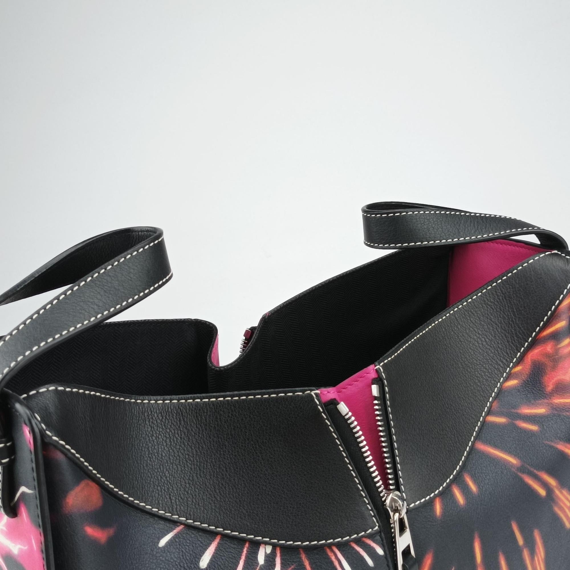 Hammock fireworks print Black×Multicolour Leather 011711ハンモック 花火プリント ブラック×マルチカラー レザー 011711