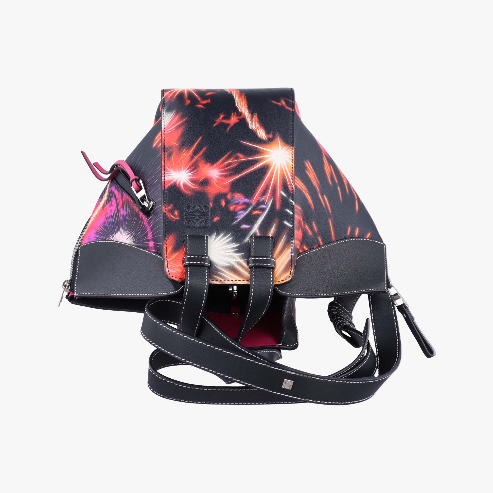 Hammock fireworks print Black×Multicolour Leather 011711ハンモック 花火プリント ブラック×マルチカラー レザー 011711