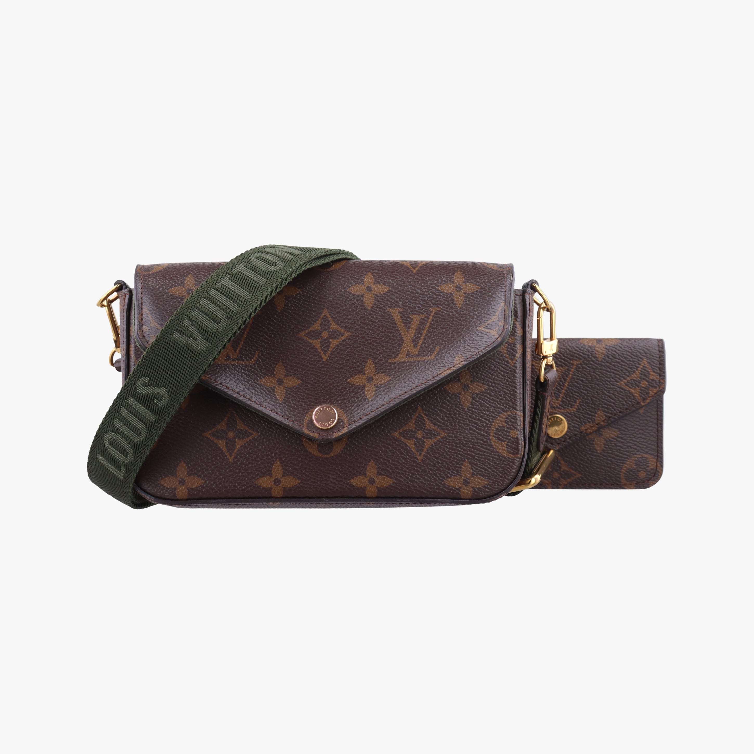 Multi Pochette FeLICIE Brown×KHAKI Monogram Canvas M80091 IC Chipミュルティ ポシェット フェリシー モノグラム/ブラウン×カーキ モノグラムキャンバス M80091 ICチップ