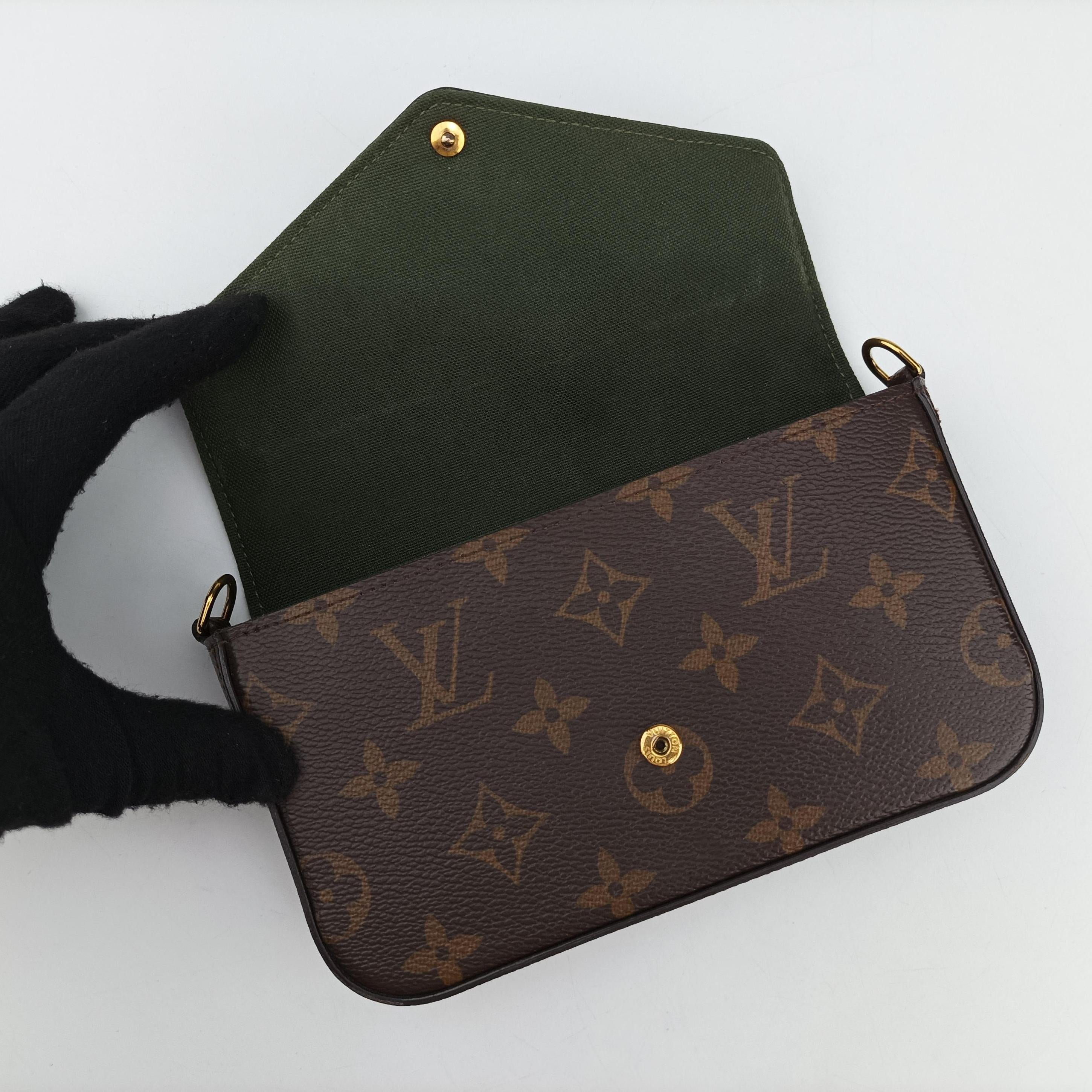 Multi Pochette FeLICIE Brown×KHAKI Monogram Canvas M80091 IC Chipミュルティ ポシェット フェリシー モノグラム/ブラウン×カーキ モノグラムキャンバス M80091 ICチップ