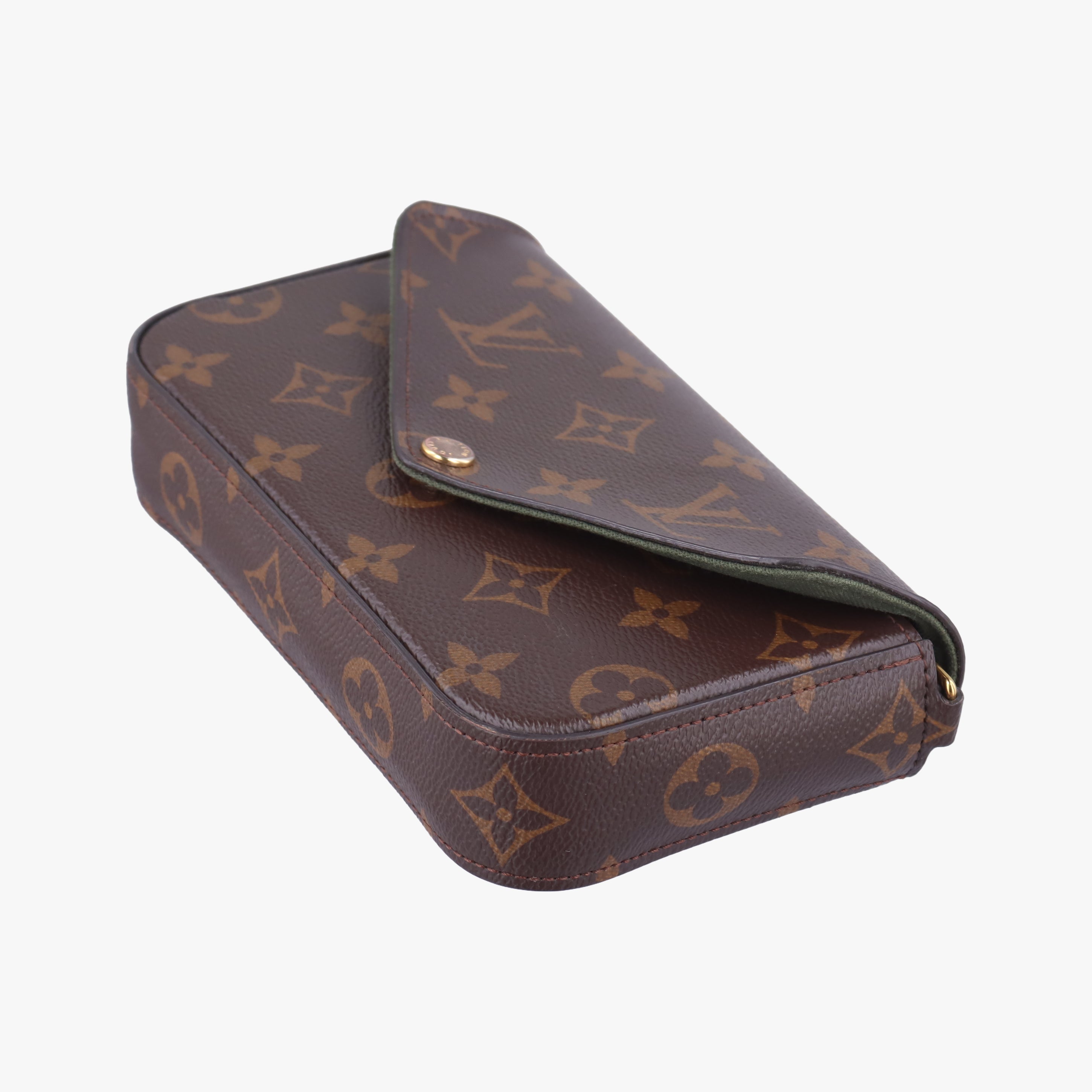 Multi Pochette FeLICIE Brown×KHAKI Monogram Canvas M80091 IC Chipミュルティ ポシェット フェリシー モノグラム/ブラウン×カーキ モノグラムキャンバス M80091 ICチップ