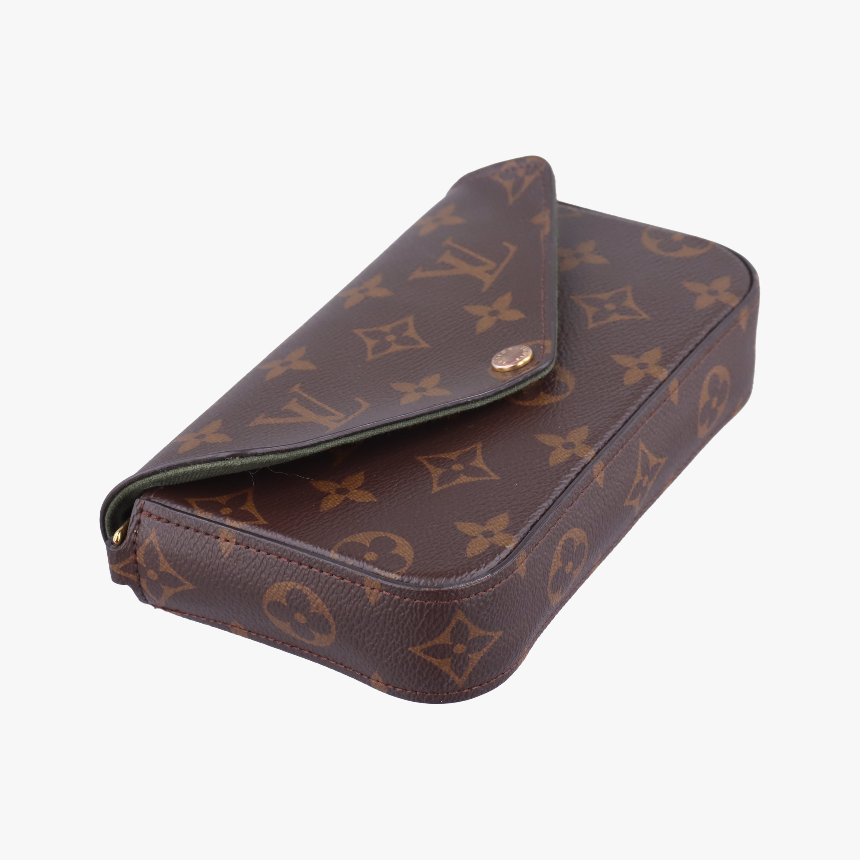 Multi Pochette FeLICIE Brown×KHAKI Monogram Canvas M80091 IC Chipミュルティ ポシェット フェリシー モノグラム/ブラウン×カーキ モノグラムキャンバス M80091 ICチップ