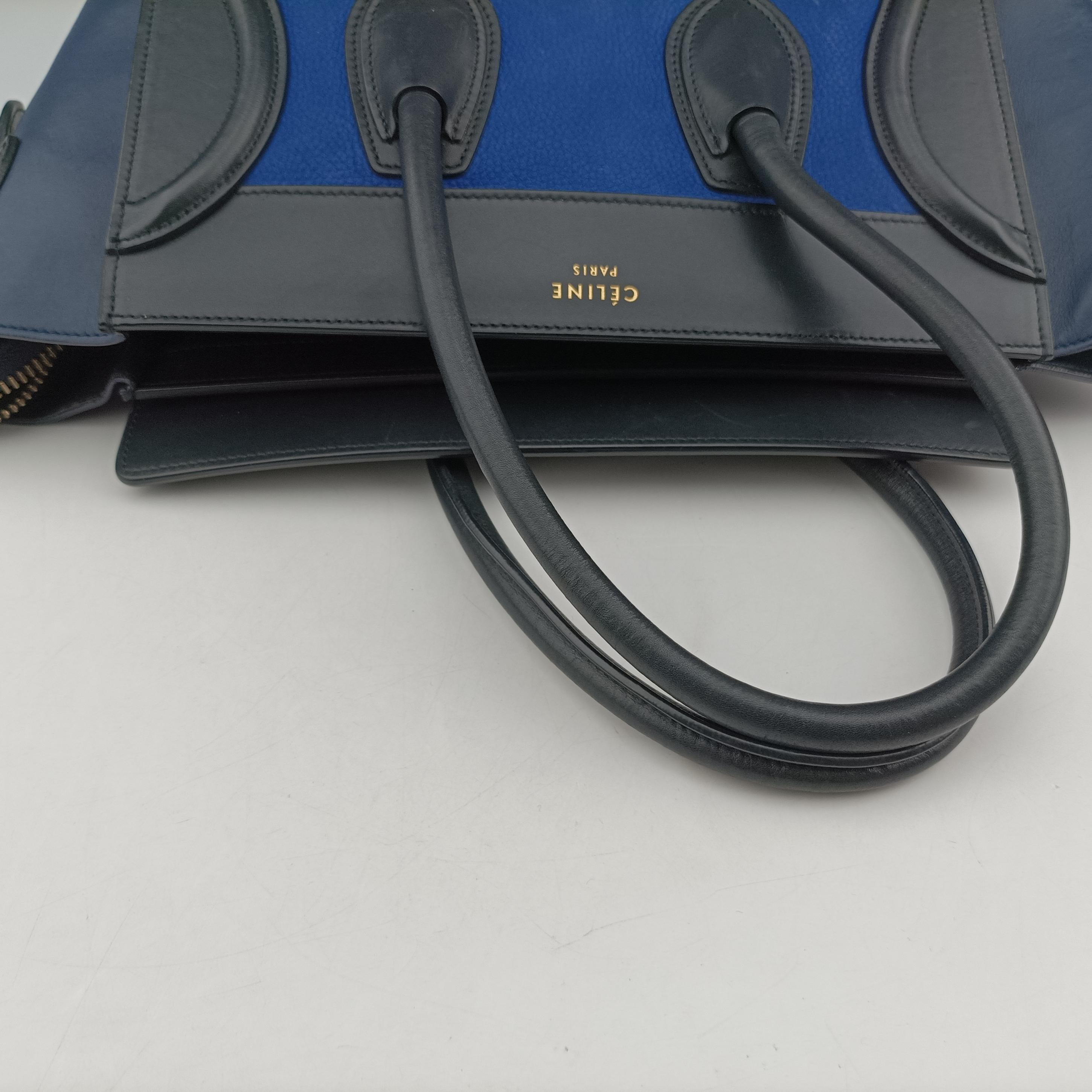 Luggage Micro shopper Blue×black Suede ×Leather W-GA-0164ラゲージマイクロショッパー ブルー×ブラック スエード × レザー W-GA-0164