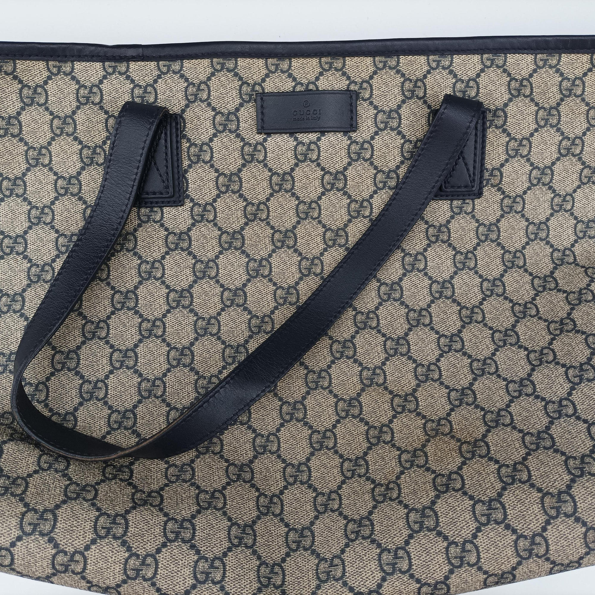 GG Supreme Brown×Navy PVC coated canvas×Leather 211137 I9014487GGスプリーム ベージュ×ネイビー PVCコーティングキャンバス×レザー 211137 I9014487