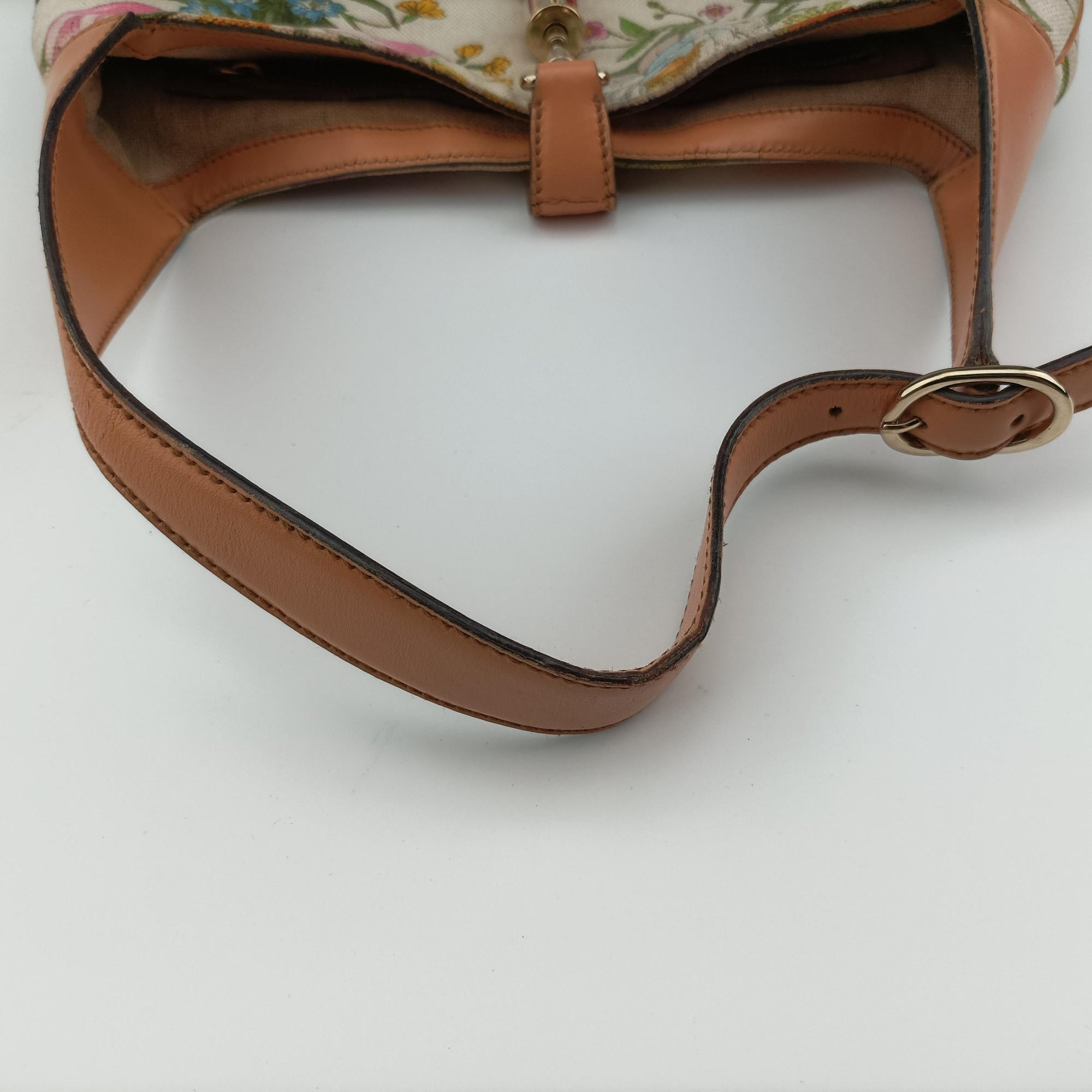 Flora Jackie Hobo White×Multicolour canvas×leather 137335 フローラ ジャッキー ホーボー ホワイト×マルチカラー キャンバス×レザー 137335