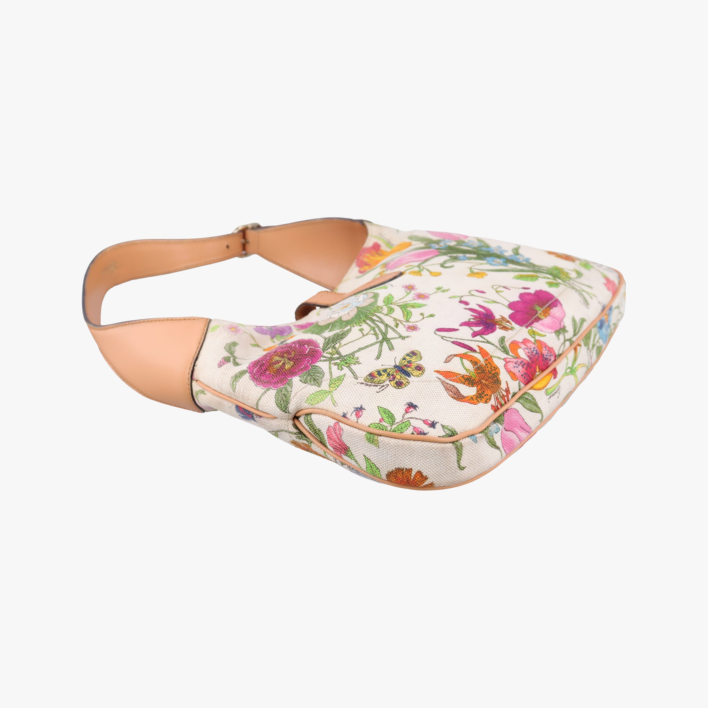 Flora Jackie Hobo White×Multicolour canvas×leather 137335 フローラ ジャッキー ホーボー ホワイト×マルチカラー キャンバス×レザー 137335