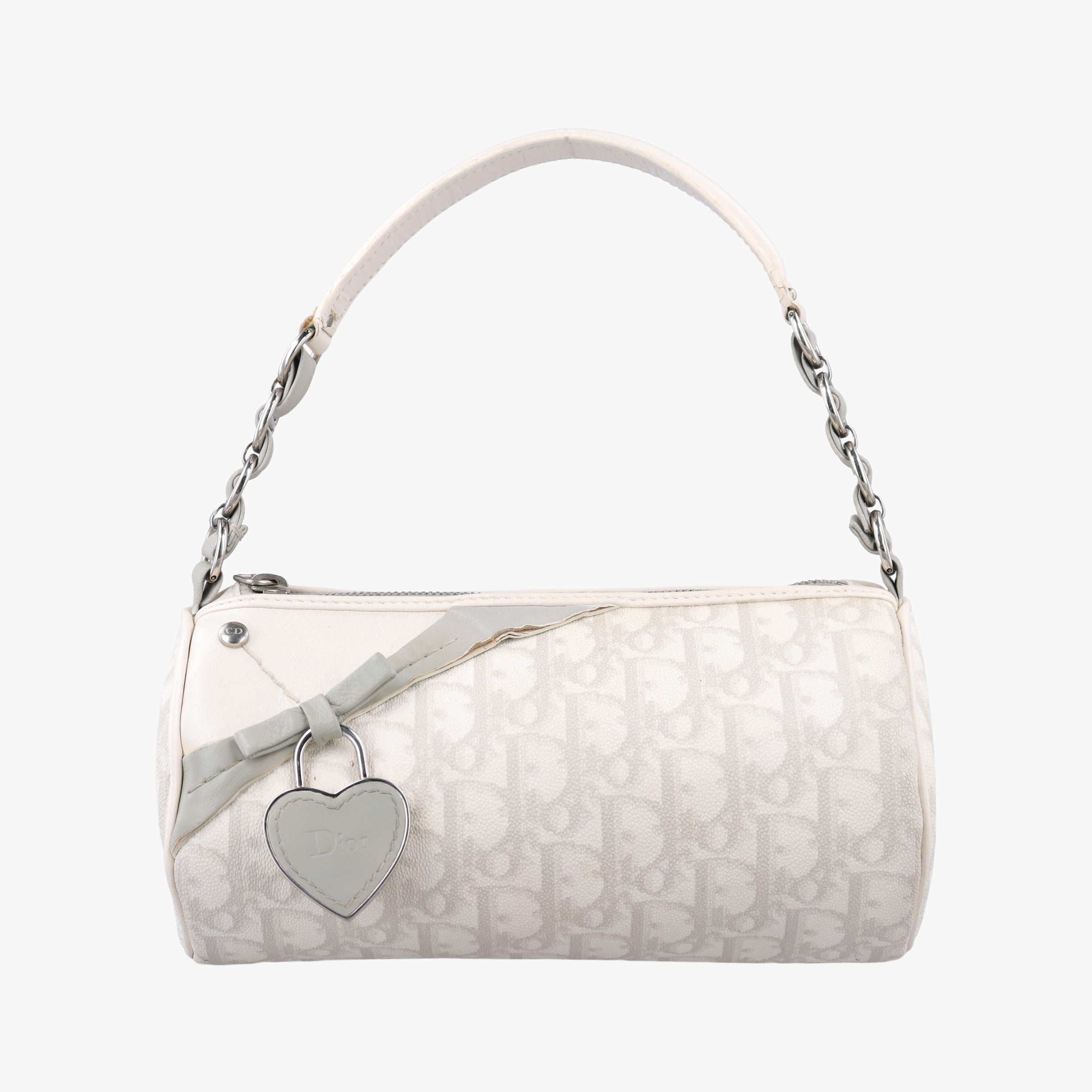 Romantique Barrel Trotter White×Grey PVC coated canvas×leather CM 0027ロマンティックバレルトロッター ホワイト×グレー PVCコーティングキャンバス×レザー CM 0027