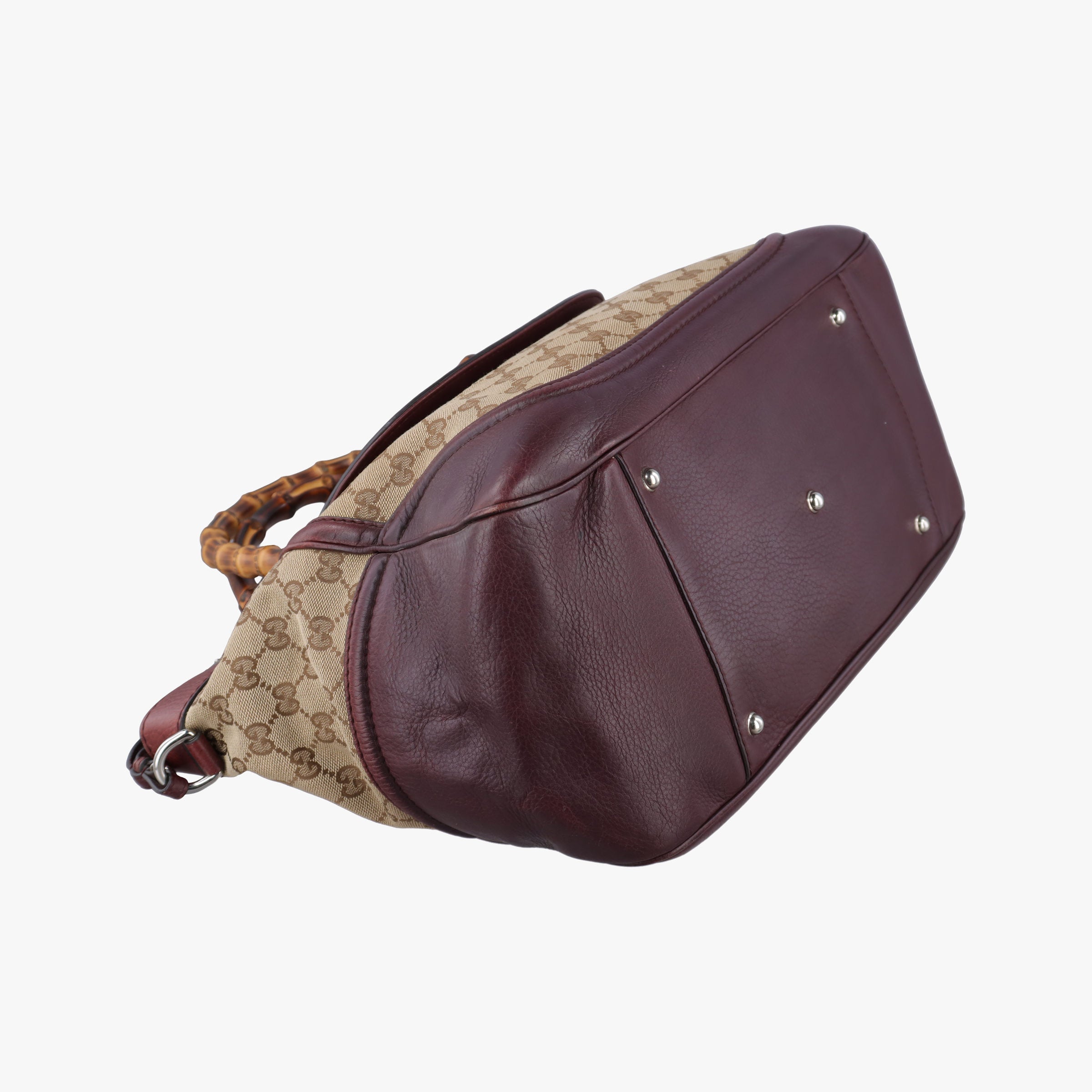 New Bamboo Tassel beige×burgundy canvas×leather 246860 F7098378ニューバンブー タッセル ベージュ×ワインレッド キャンバス×レザー 246860 F7098378
