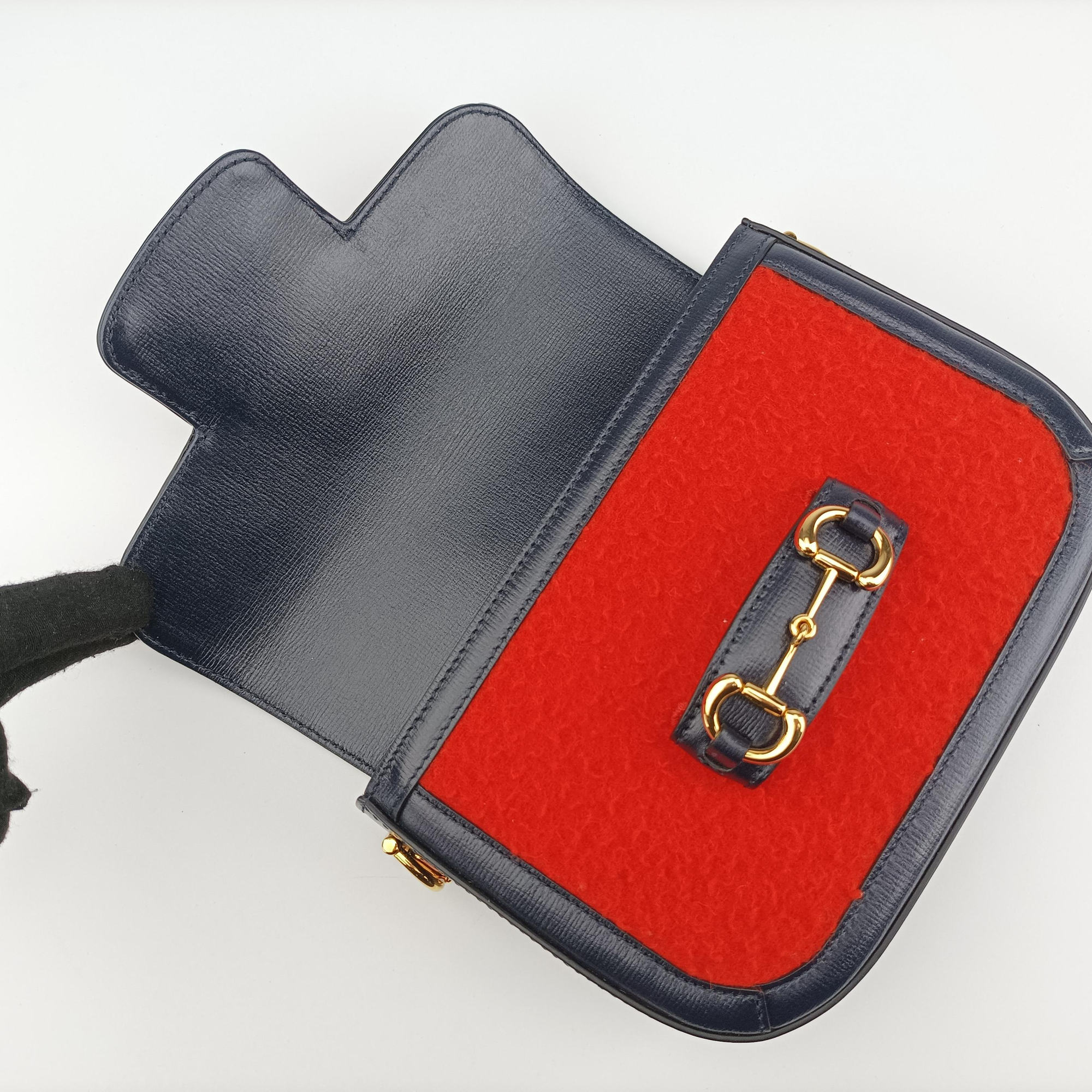 Horsebit 1955 Orange × Navy Tweed×Leather 658574 I036424787ホースビット 1955 オレンジ × ネイビー ツイード×レザー 658574 I036424787