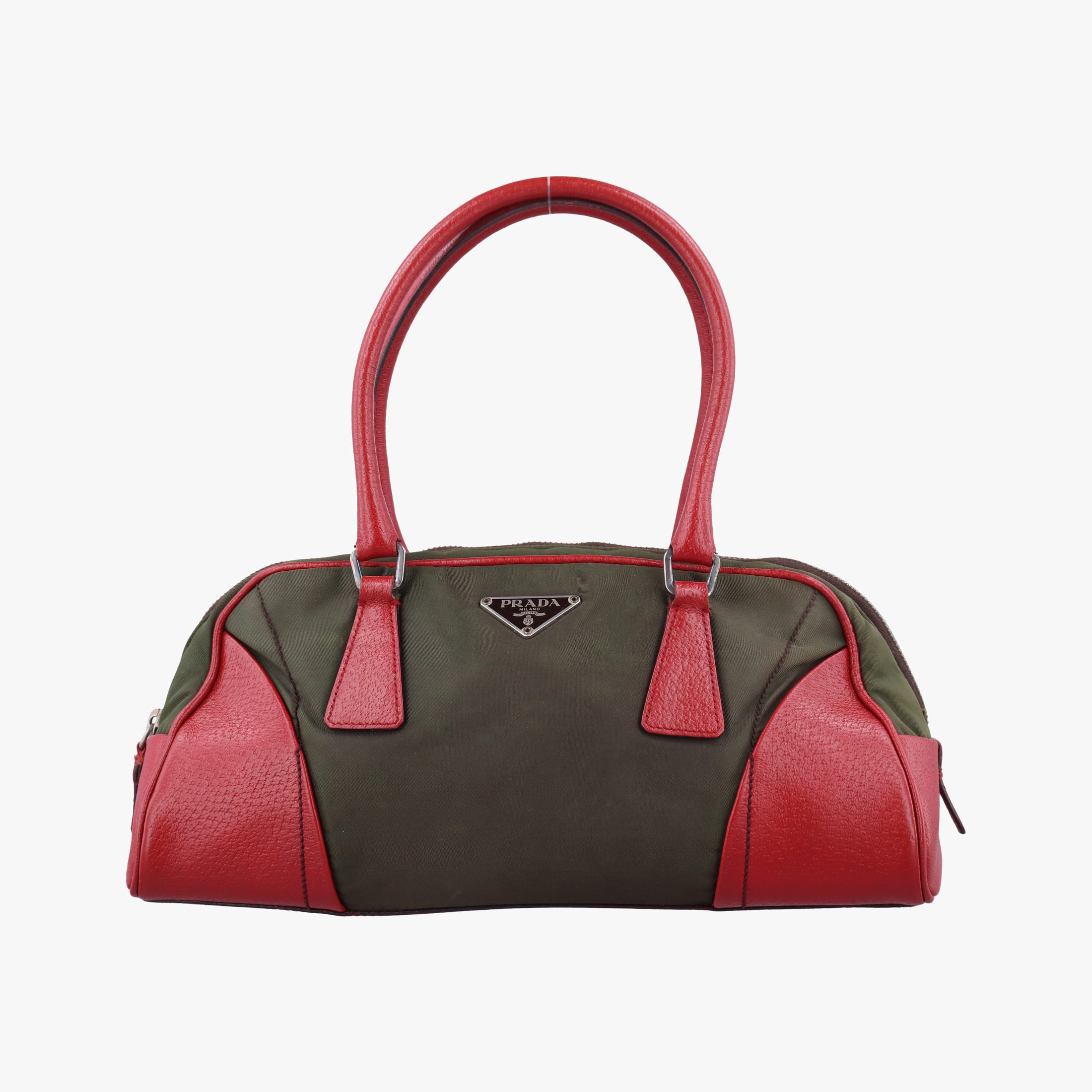 Triangle logo Red x green Nylon×Leather 22トライアングルロゴ レッド×グリーン ナイロン×レザー 22