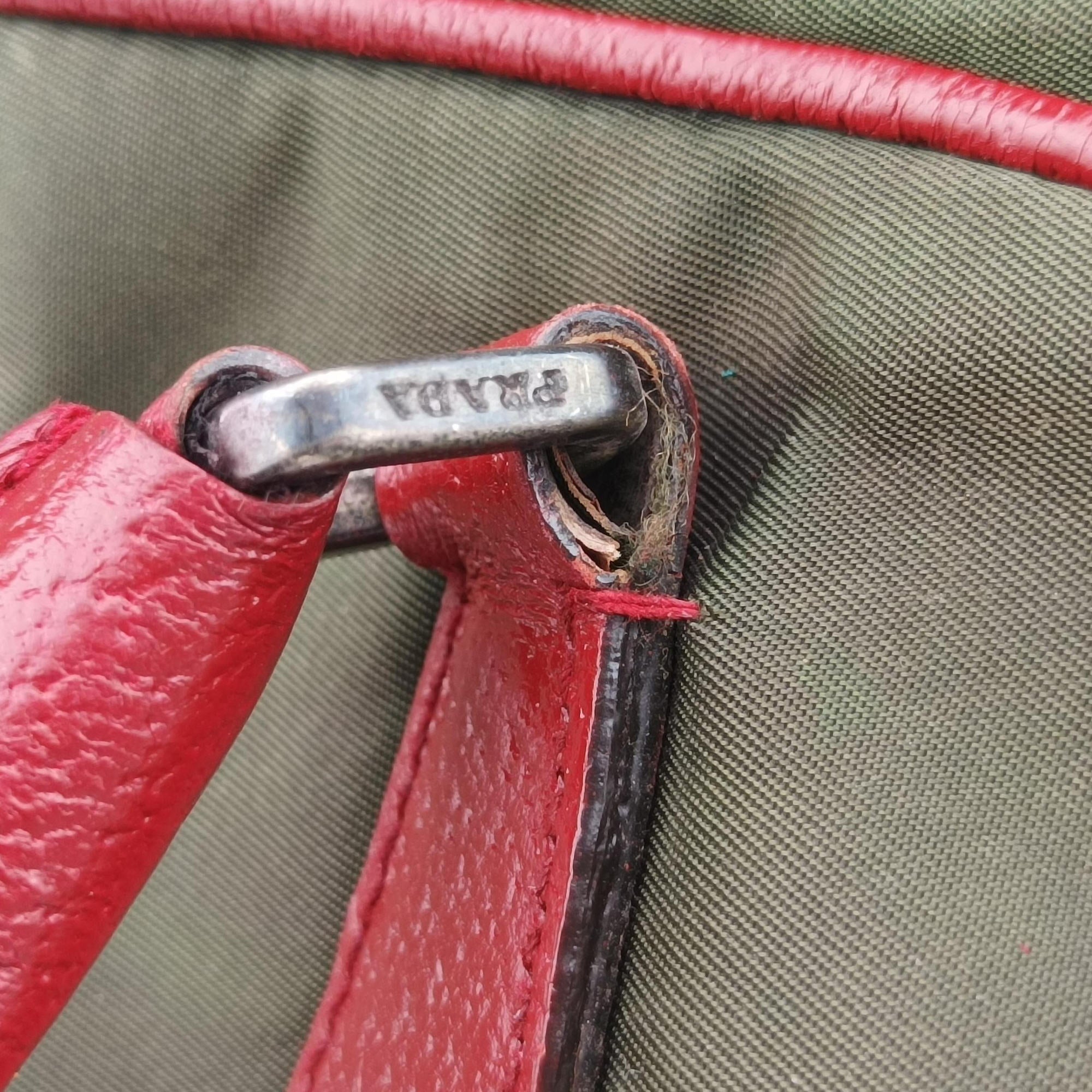 Triangle logo Red x green Nylon×Leather 22トライアングルロゴ レッド×グリーン ナイロン×レザー 22