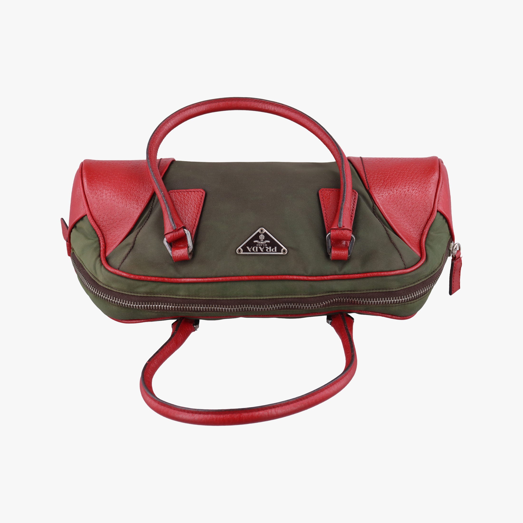 Triangle logo Red x green Nylon×Leather 22トライアングルロゴ レッド×グリーン ナイロン×レザー 22