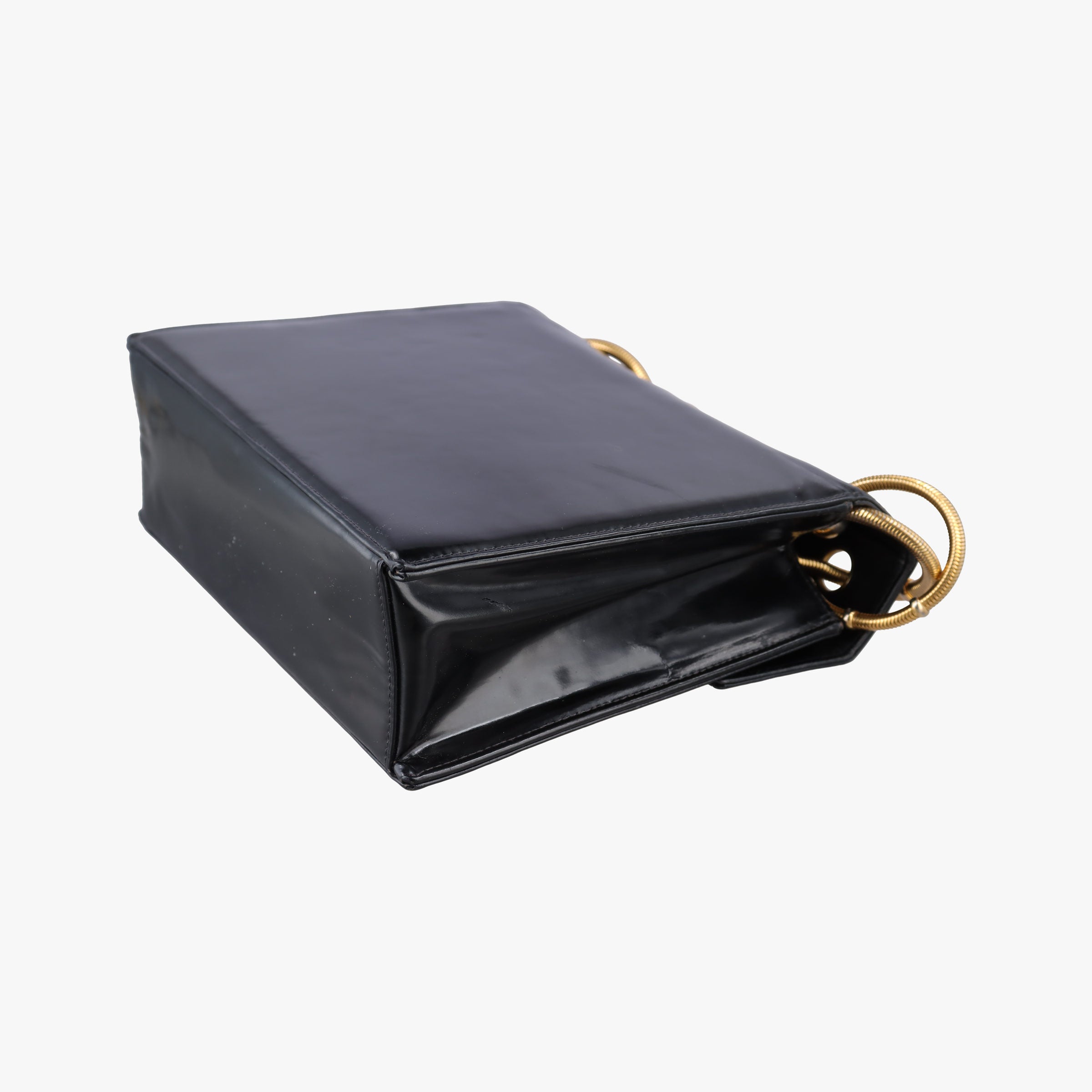 CC Snake Chain Flap Black Enamel A08699 4850347CC スネークチェーン フラップ ブラック エナメル A08699 4850347