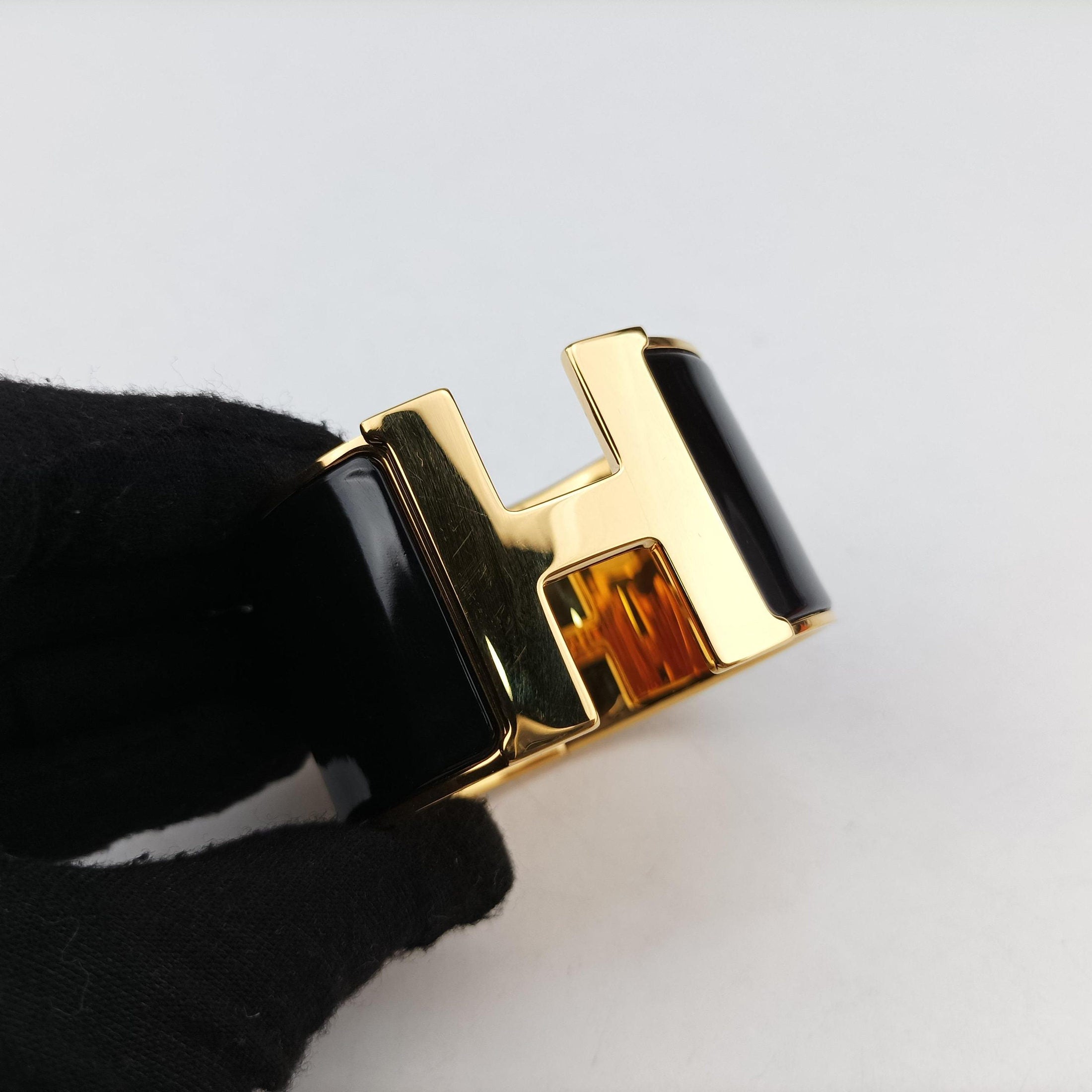 Clic Clac Bracelet Black GP Nクリッククラックブレスレット ブラック×ゴールド GP N