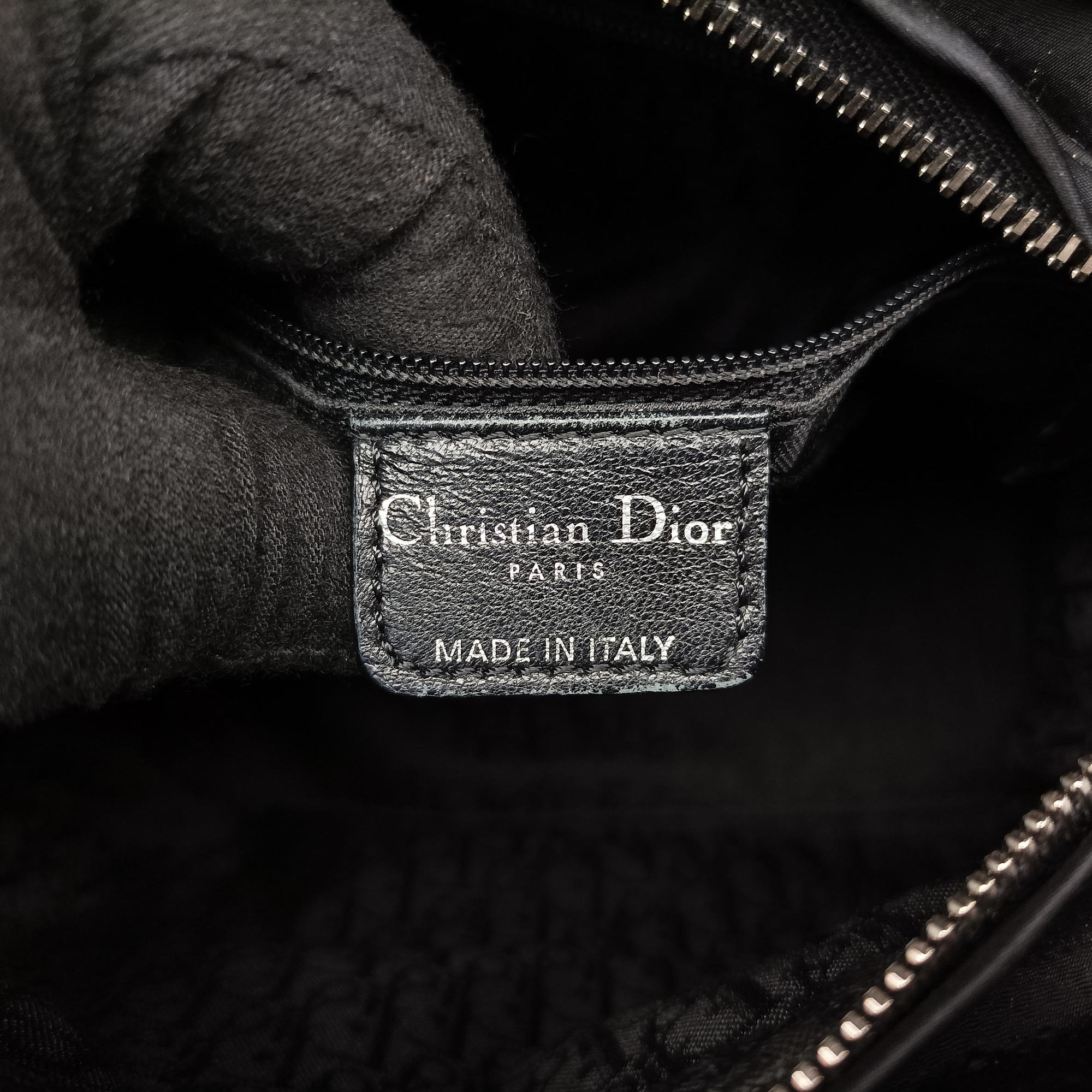 Lady Dior Black Nylon×lambskin 06-RU-1007レディディオール ブラック ナイロン×ラムスキン 06-RU-1007