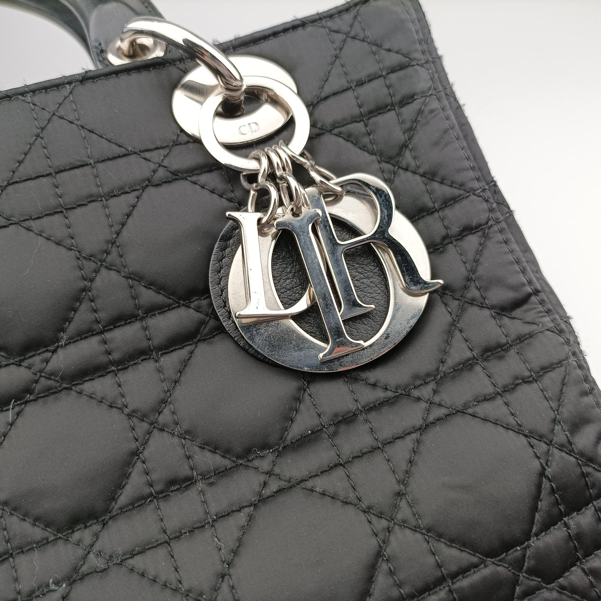 Lady Dior Black Nylon×lambskin 06-RU-1007レディディオール ブラック ナイロン×ラムスキン 06-RU-1007