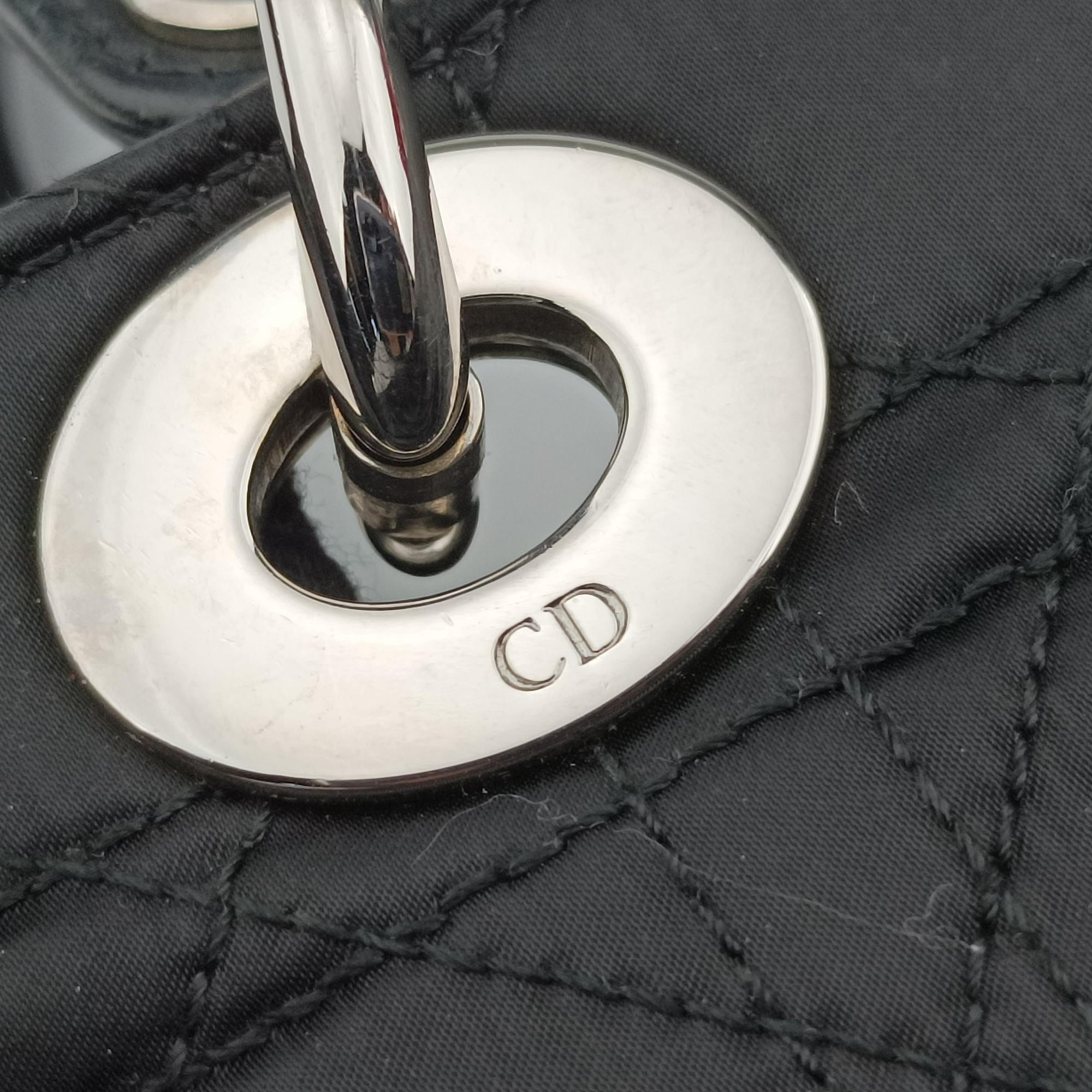 Lady Dior Black Nylon×lambskin 06-RU-1007レディディオール ブラック ナイロン×ラムスキン 06-RU-1007