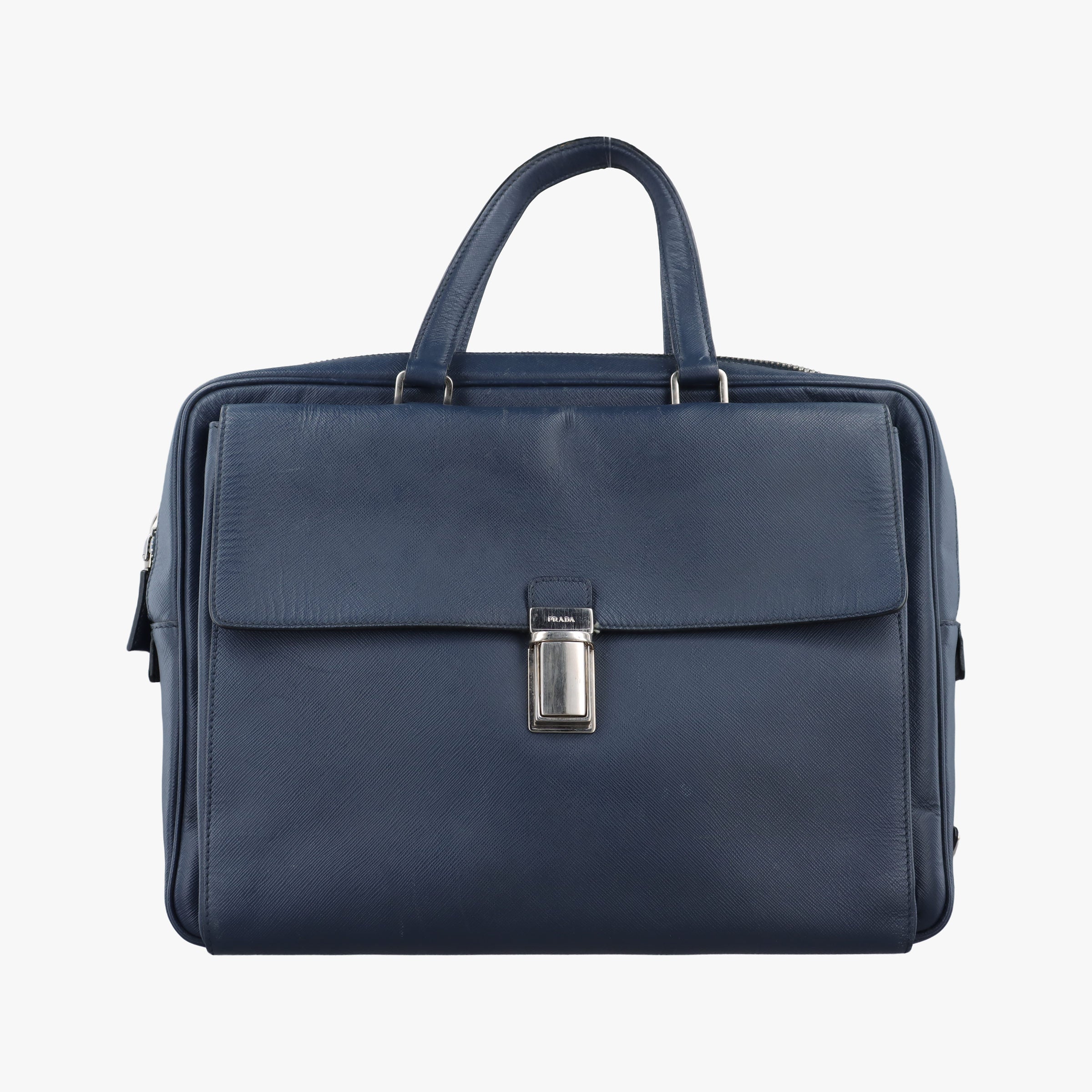 Push-Lock Briefcases Navy Saffiano Leather 134プッシュロックブリーフケース ネービー サフィアーノレザー 134