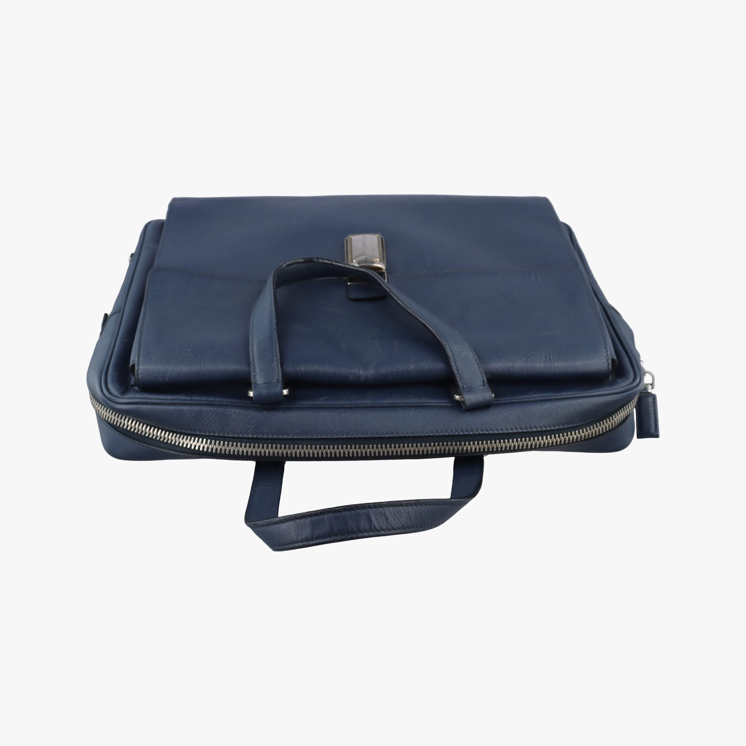 Push-Lock Briefcases Navy Saffiano Leather 134プッシュロックブリーフケース ネービー サフィアーノレザー 134