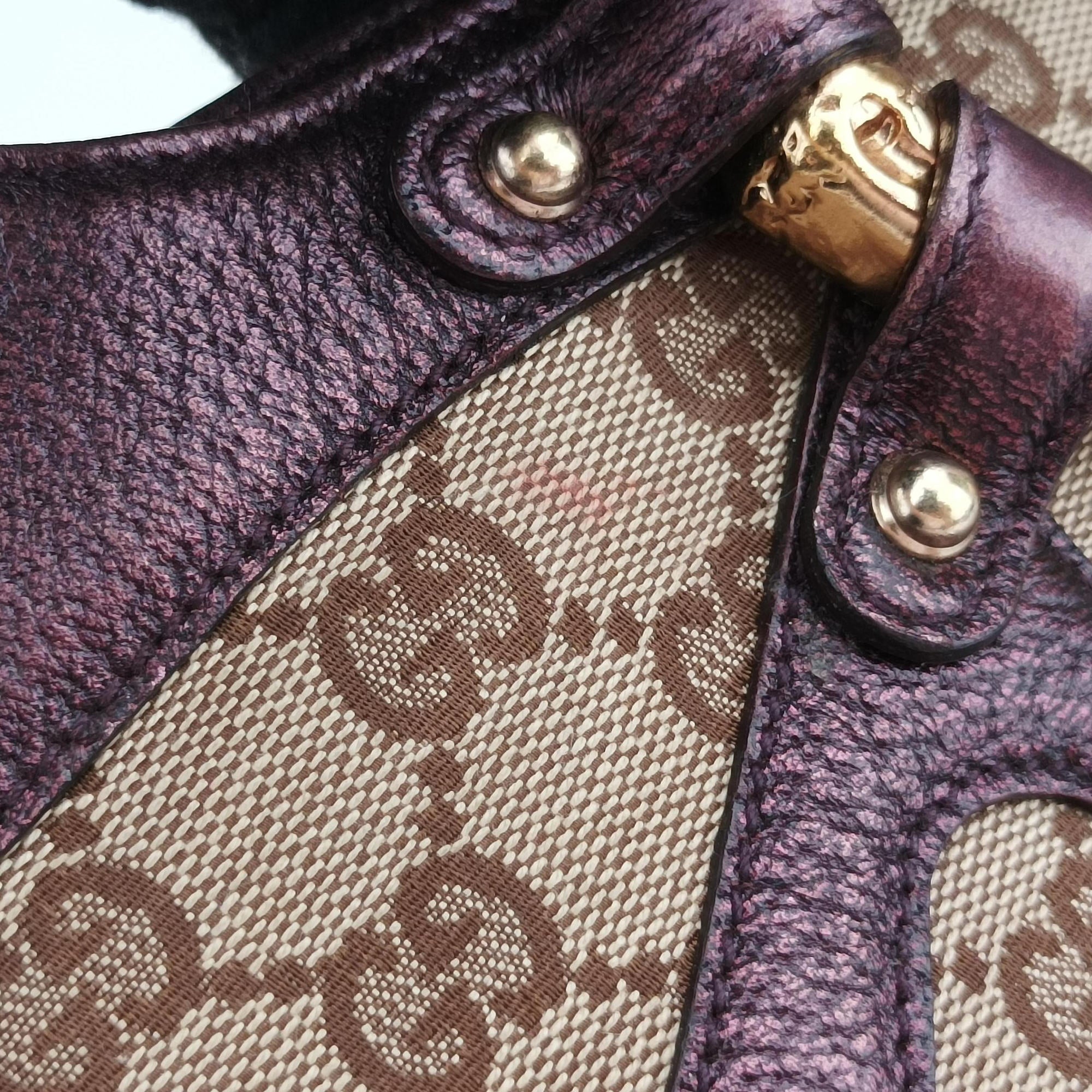 Tom Ford Bamboo Chain Beige × Metallic Purple GG canvas×leather 135962 トムフォード バンブーチェーン ベージュ×メタリックパープル GG キャンバス×レザー 135962