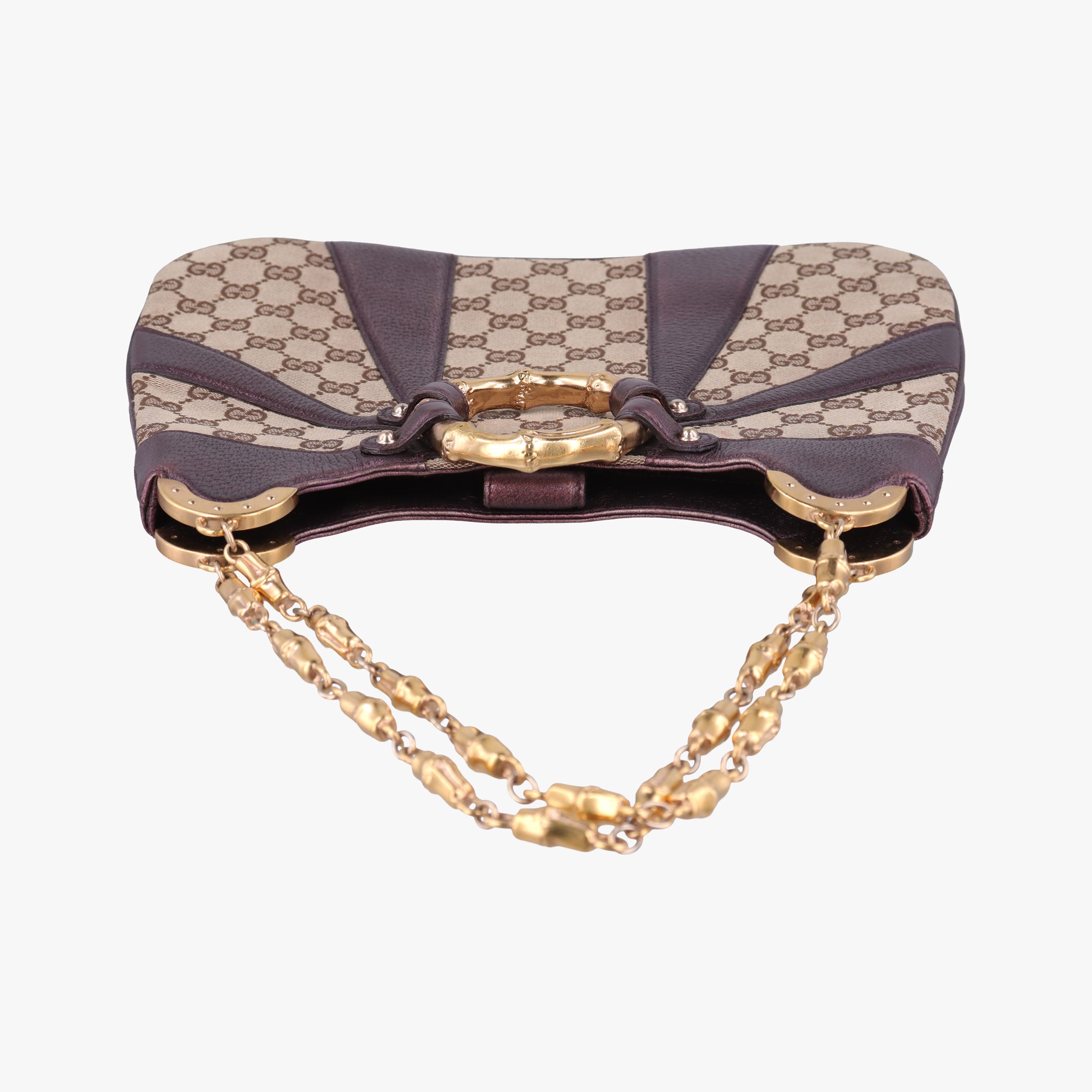 Tom Ford Bamboo Chain Beige × Metallic Purple GG canvas×leather 135962 トムフォード バンブーチェーン ベージュ×メタリックパープル GG キャンバス×レザー 135962