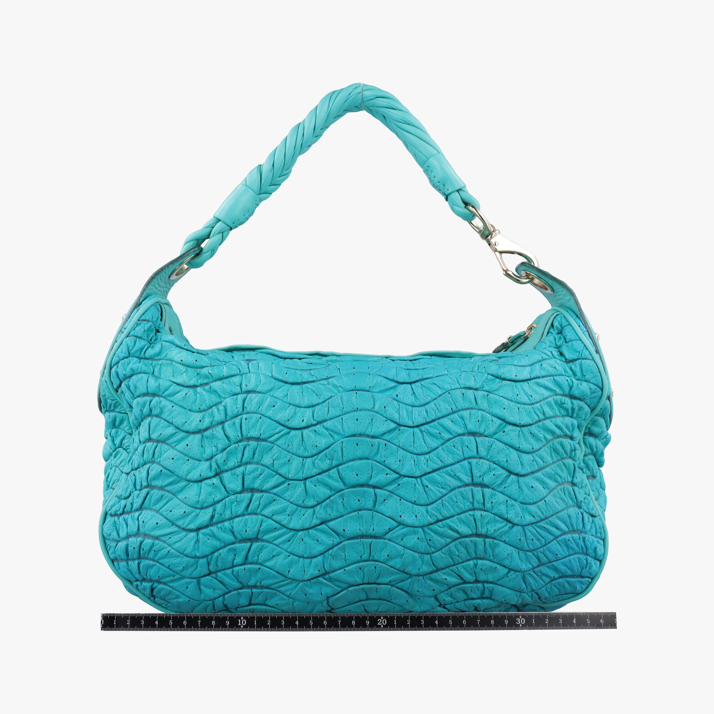 Wavy Ruched Hobo Blue Lambskin ウェーブ シャーリング ホーボー ブルー ラムレザー