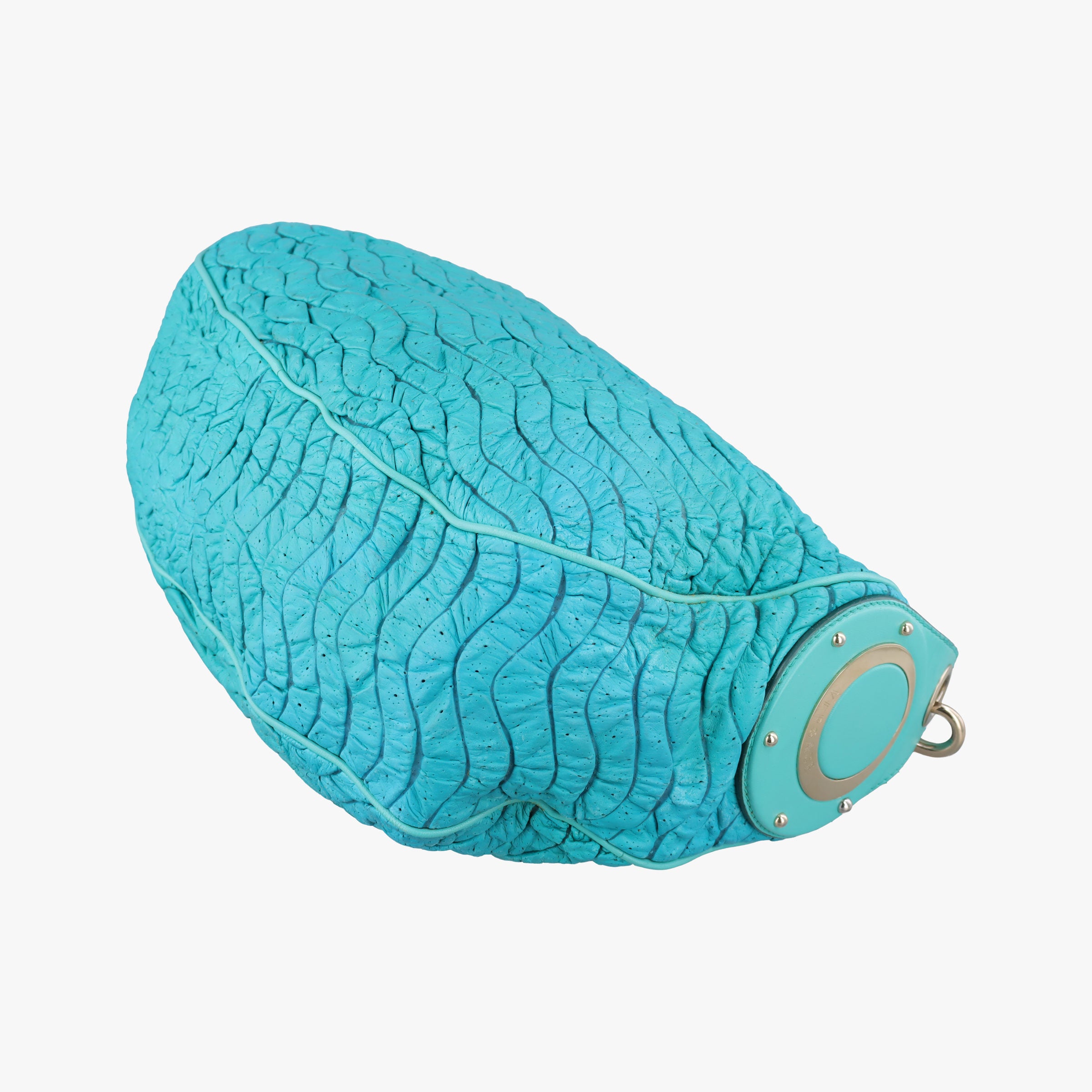 Wavy Ruched Hobo Blue Lambskin ウェーブ シャーリング ホーボー ブルー ラムレザー