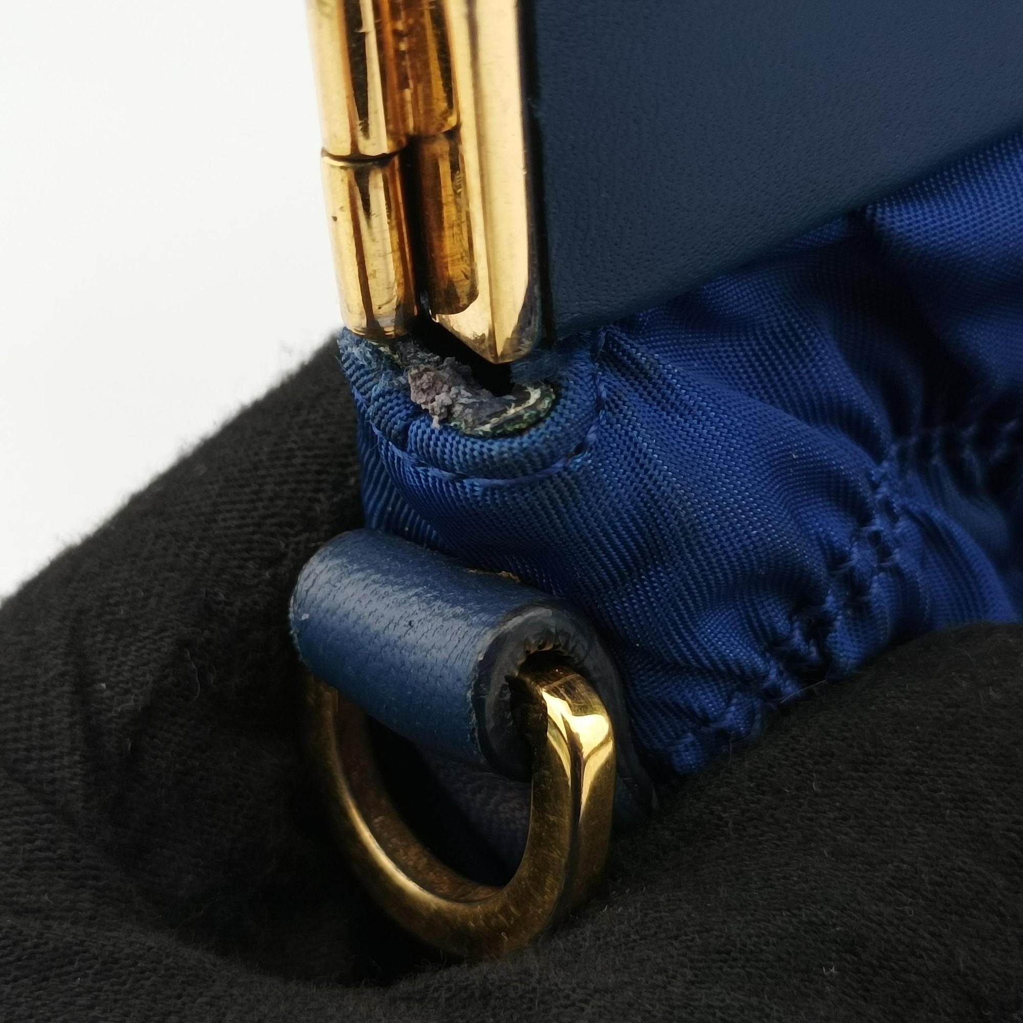 gathered bag Blue Nylon x leather 117ギャザーバッグ ブルー ナイロン×レザー 117