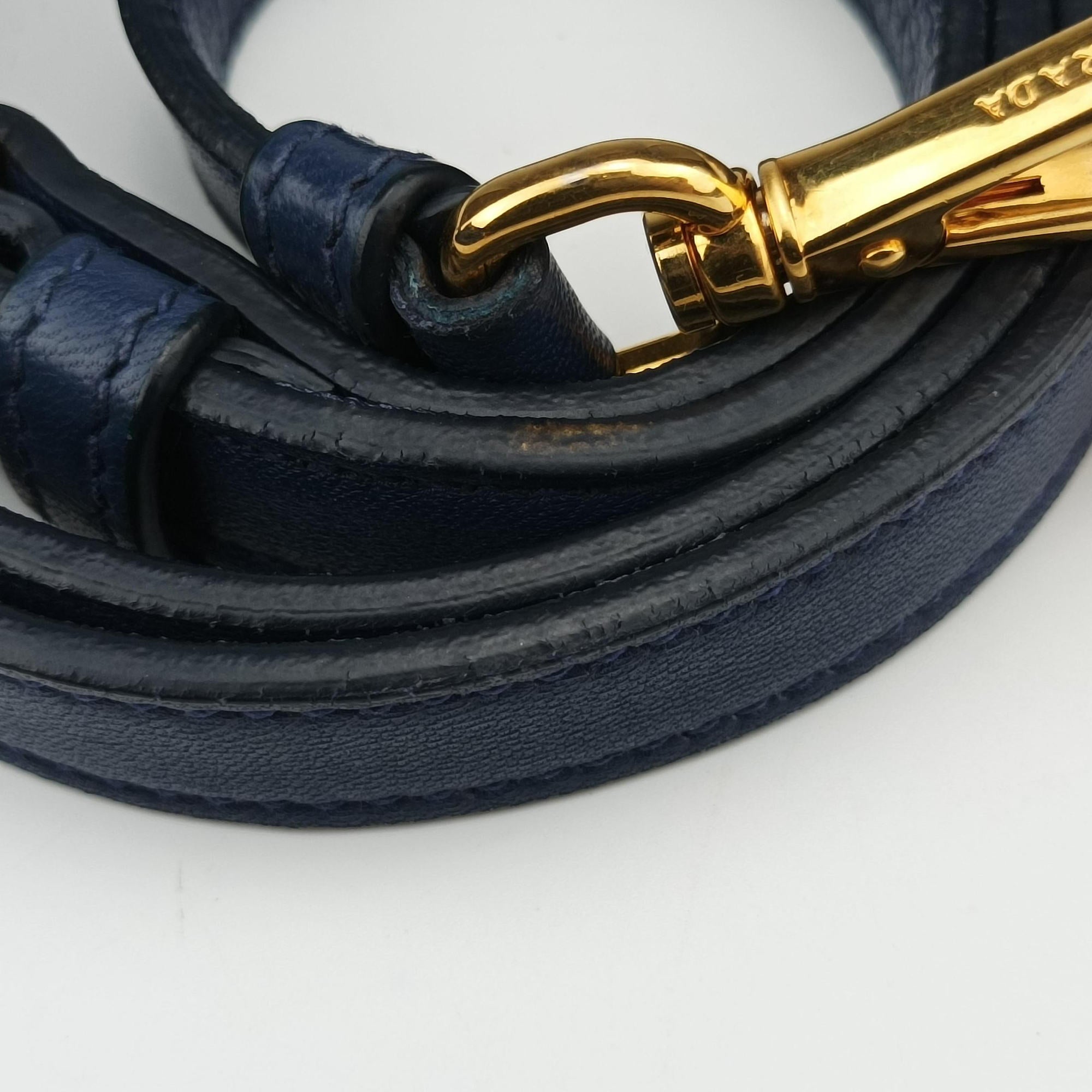 gathered bag Blue Nylon x leather 117ギャザーバッグ ブルー ナイロン×レザー 117
