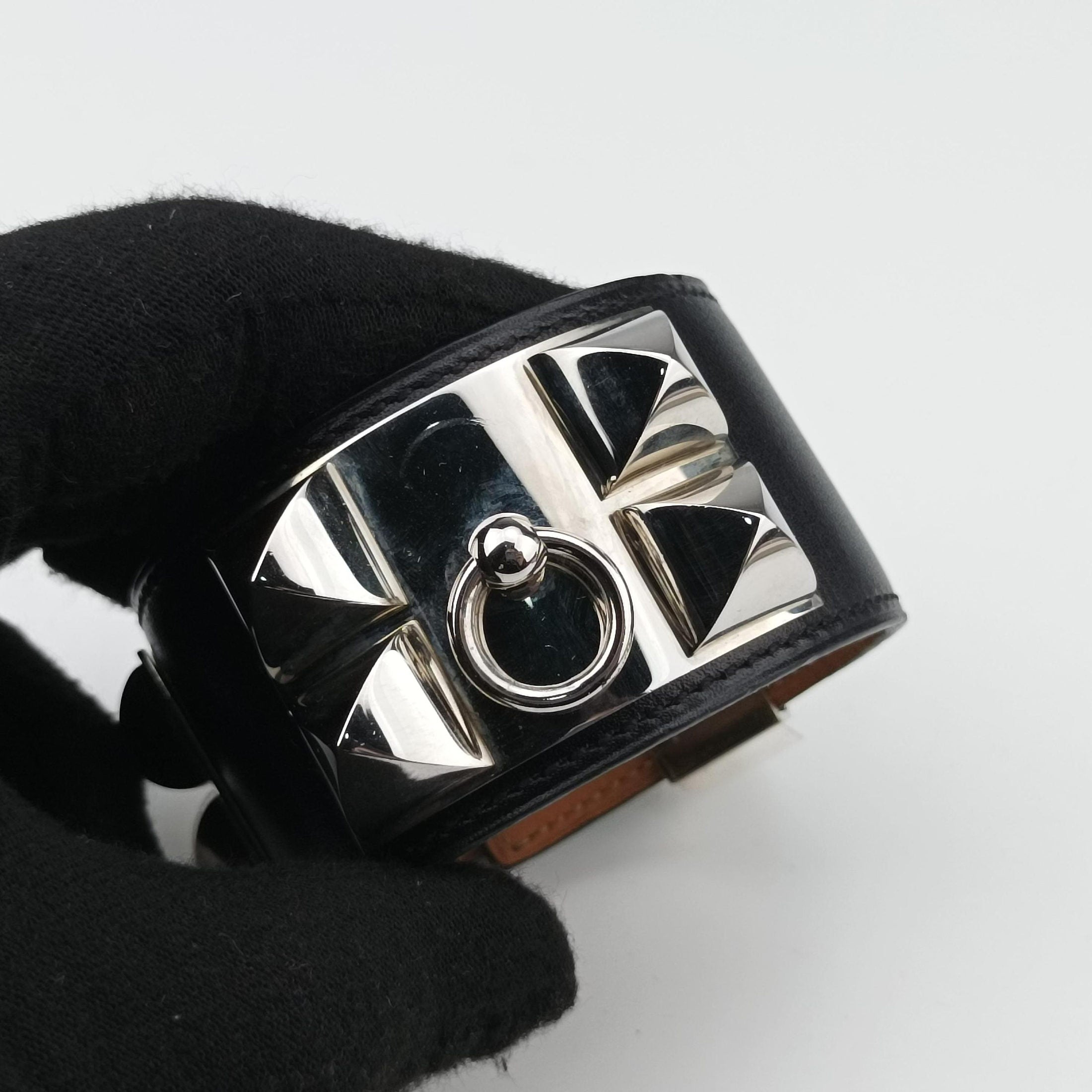 Collier de Chien Black×silver Leather×GP S □R S1コリエ ド シアン ブラック×シルバー レザー×GP S □R S1