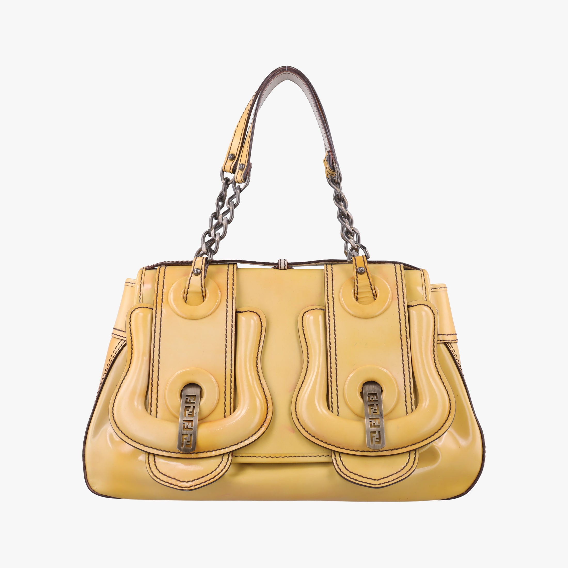 B Bag Yellow Patent Leather 8BN165 2415-8BN165-UNU-098Bバッグ イエロー レザー 8BN165 2415-8BN165-UNU-098