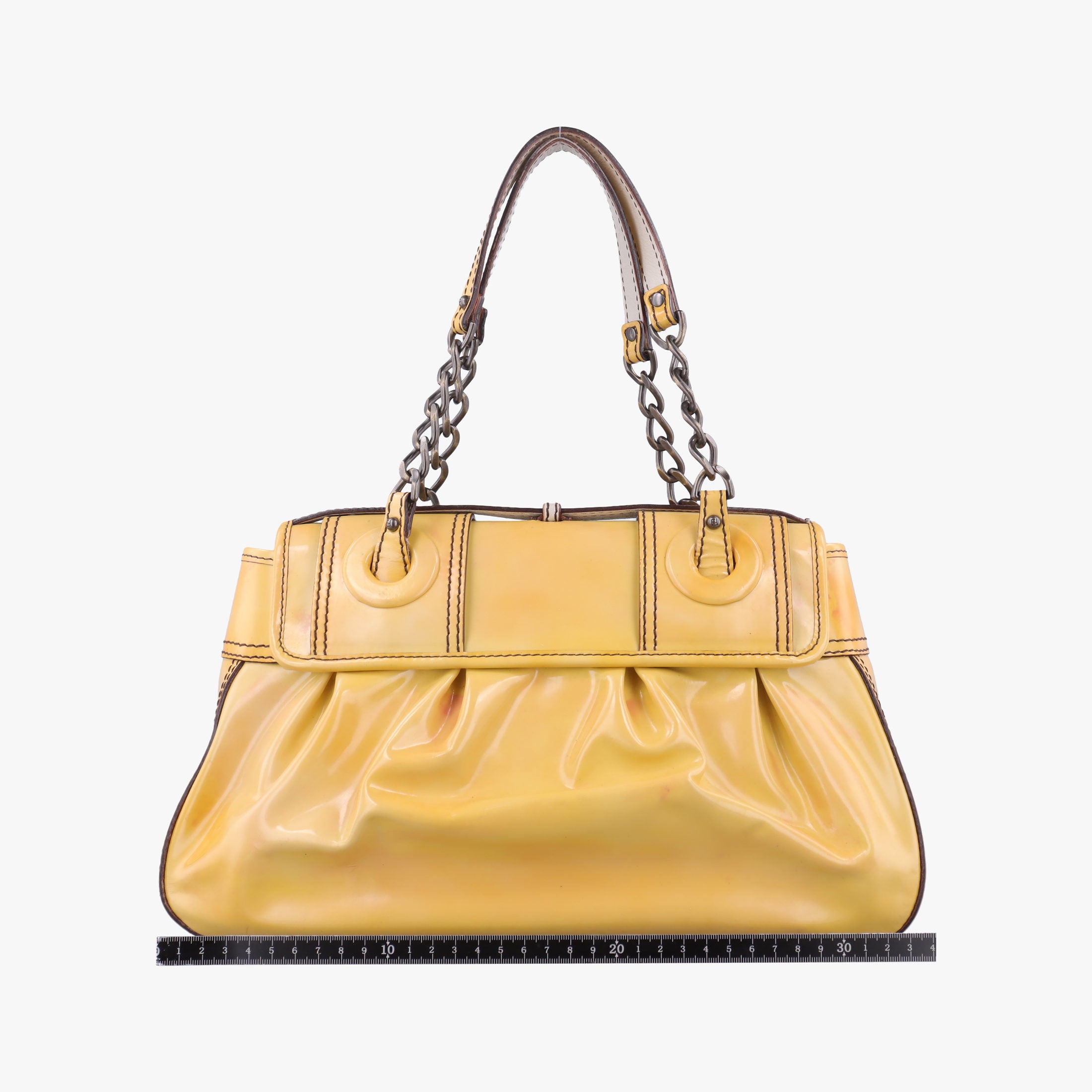 B Bag Yellow Patent Leather 8BN165 2415-8BN165-UNU-098Bバッグ イエロー レザー 8BN165 2415-8BN165-UNU-098
