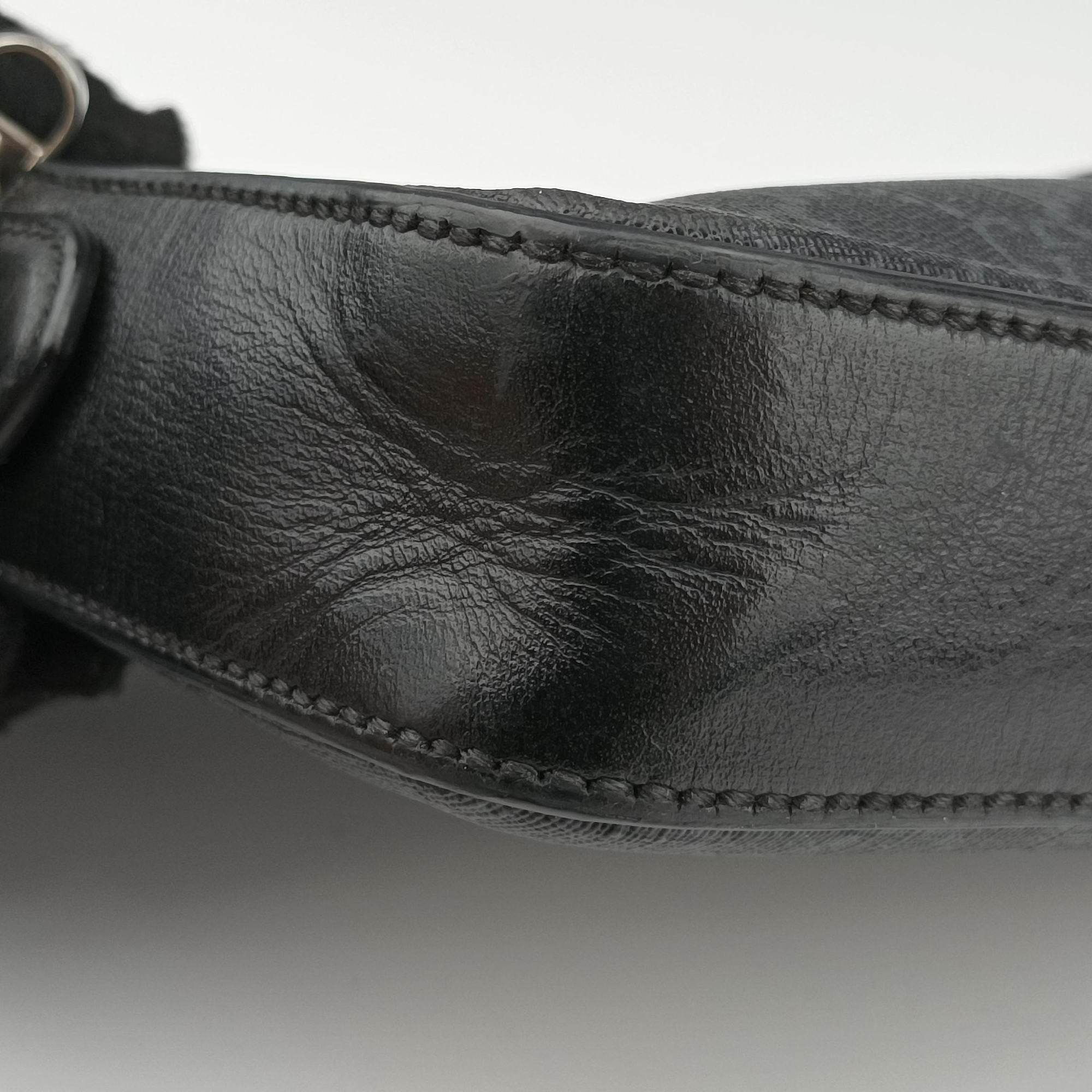 Interlocking G Messenger Black PVC coated canvas×Leather 703468 H037807826インターロッキングG ブラック PVCコーティングキャンバス×レザー 703468 H037807826