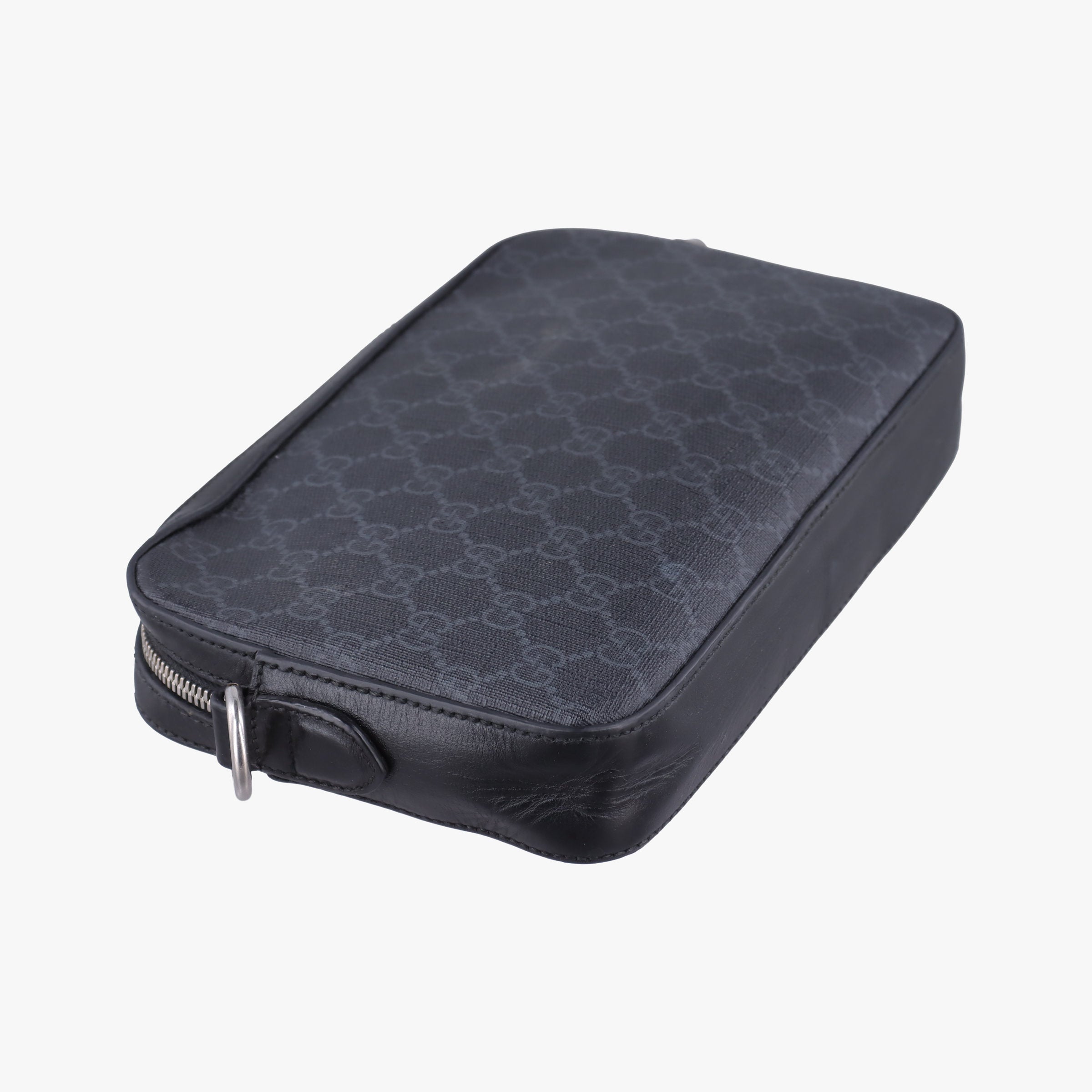 Interlocking G Messenger Black PVC coated canvas×Leather 703468 H037807826インターロッキングG ブラック PVCコーティングキャンバス×レザー 703468 H037807826