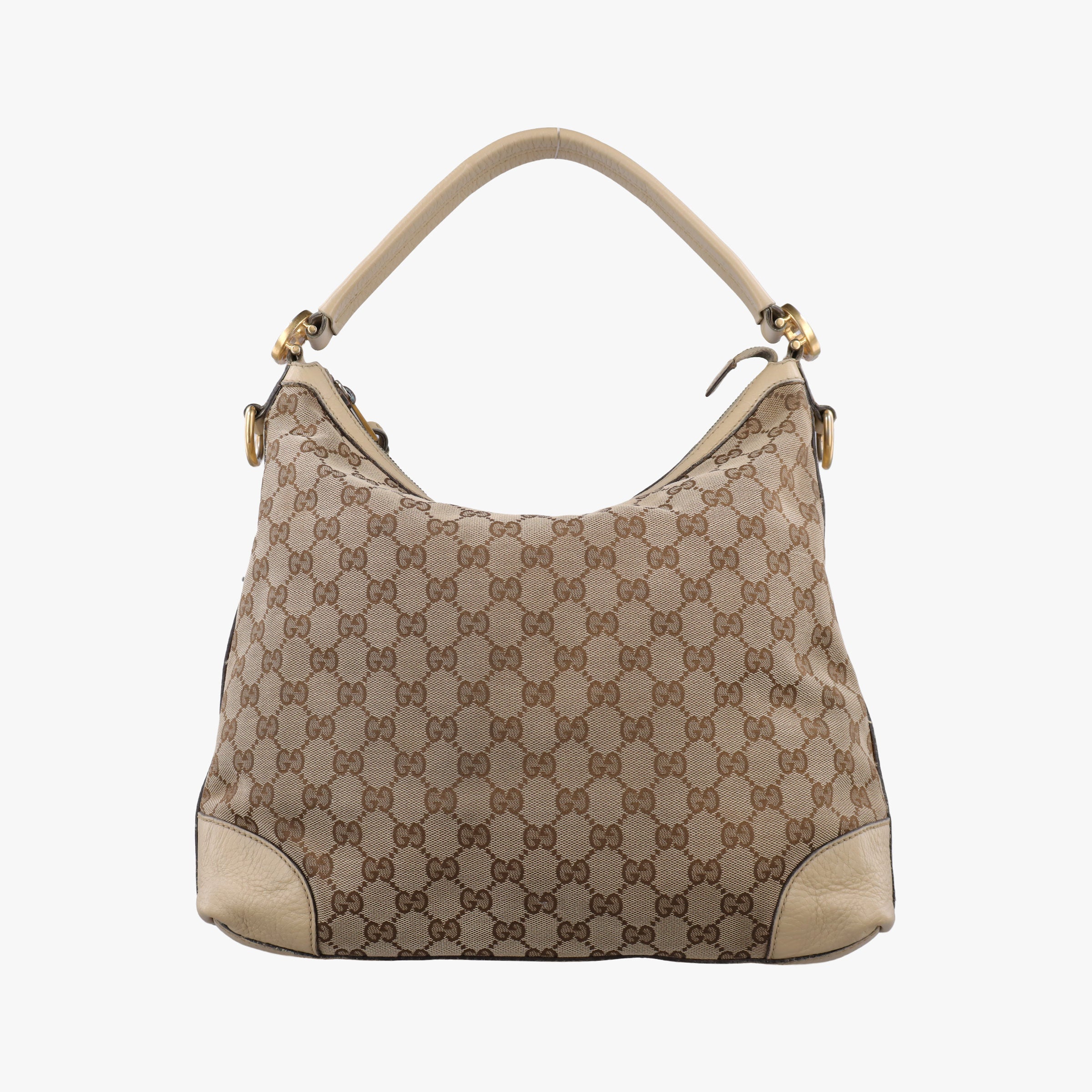 Miss GG Hobo beige×White canvas×leather 326514 E016216438ミス GG ホーボー ベージュ×ホワイト キャンバス×レザー 326514 E016216438