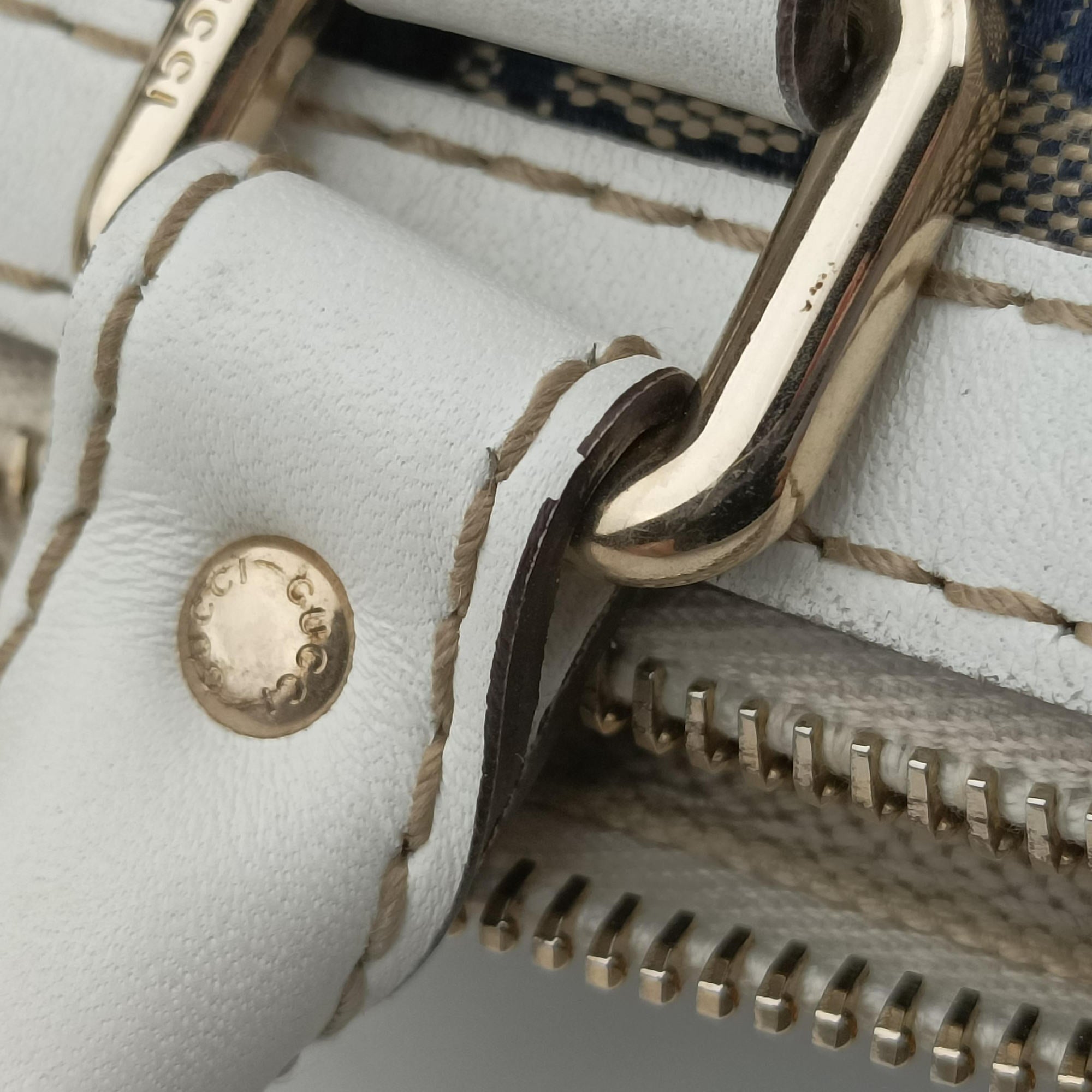 Sherry Line White×Beige×Multi Canvas × Leather 247205 A7768474シェリーライン ホワイト×ベージュ×マルチ キャンバス × レザー 247205 A7768474